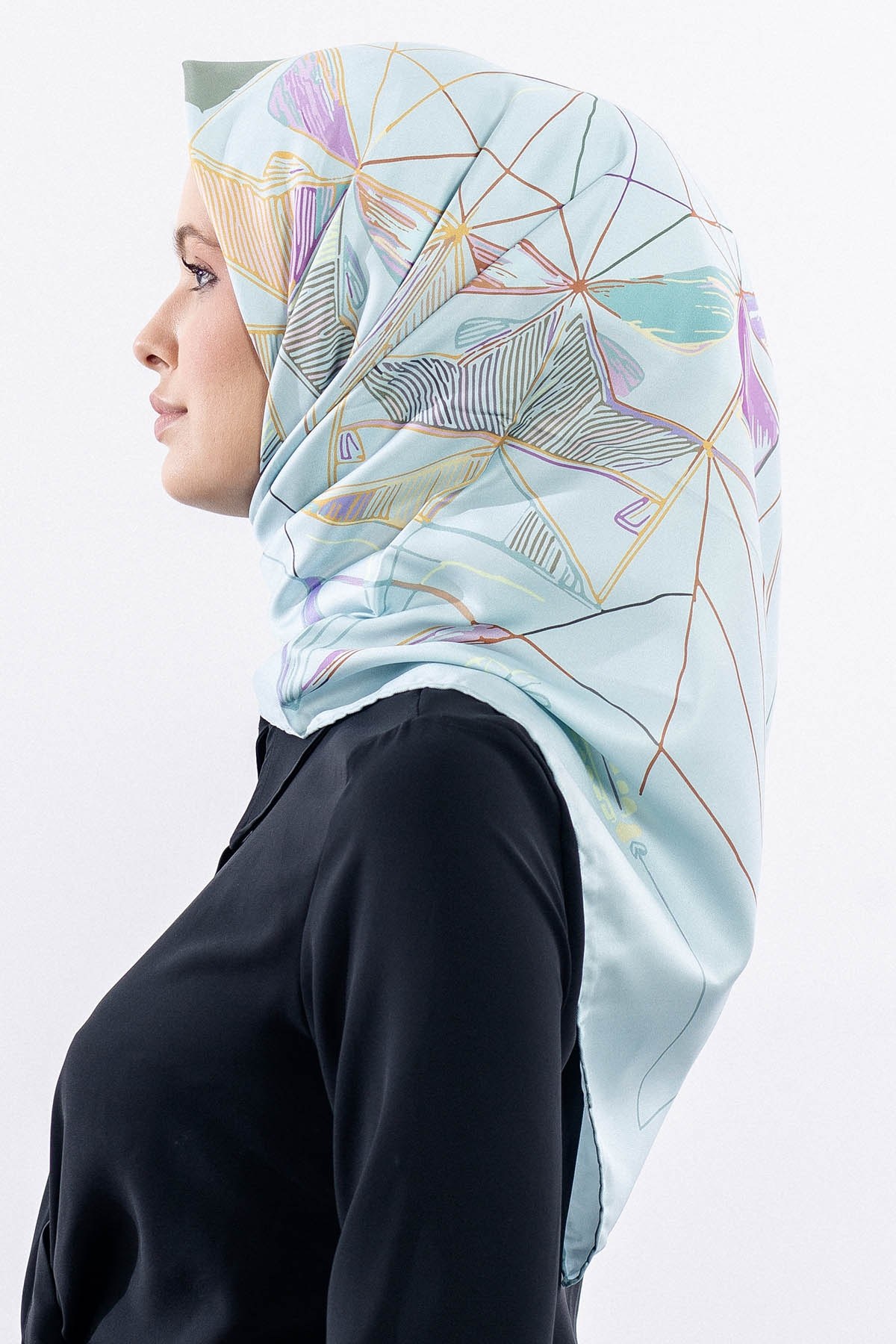 12507 Polyester Eşarp Twill Dokuma 90*90 - Mint