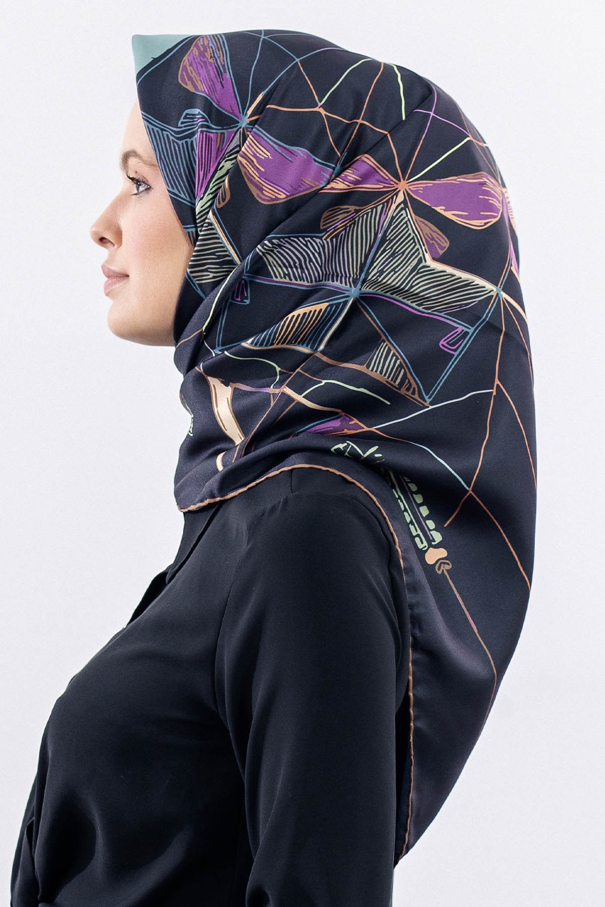 12507 Polyester Eşarp Twill Dokuma 90*90 - Petrol