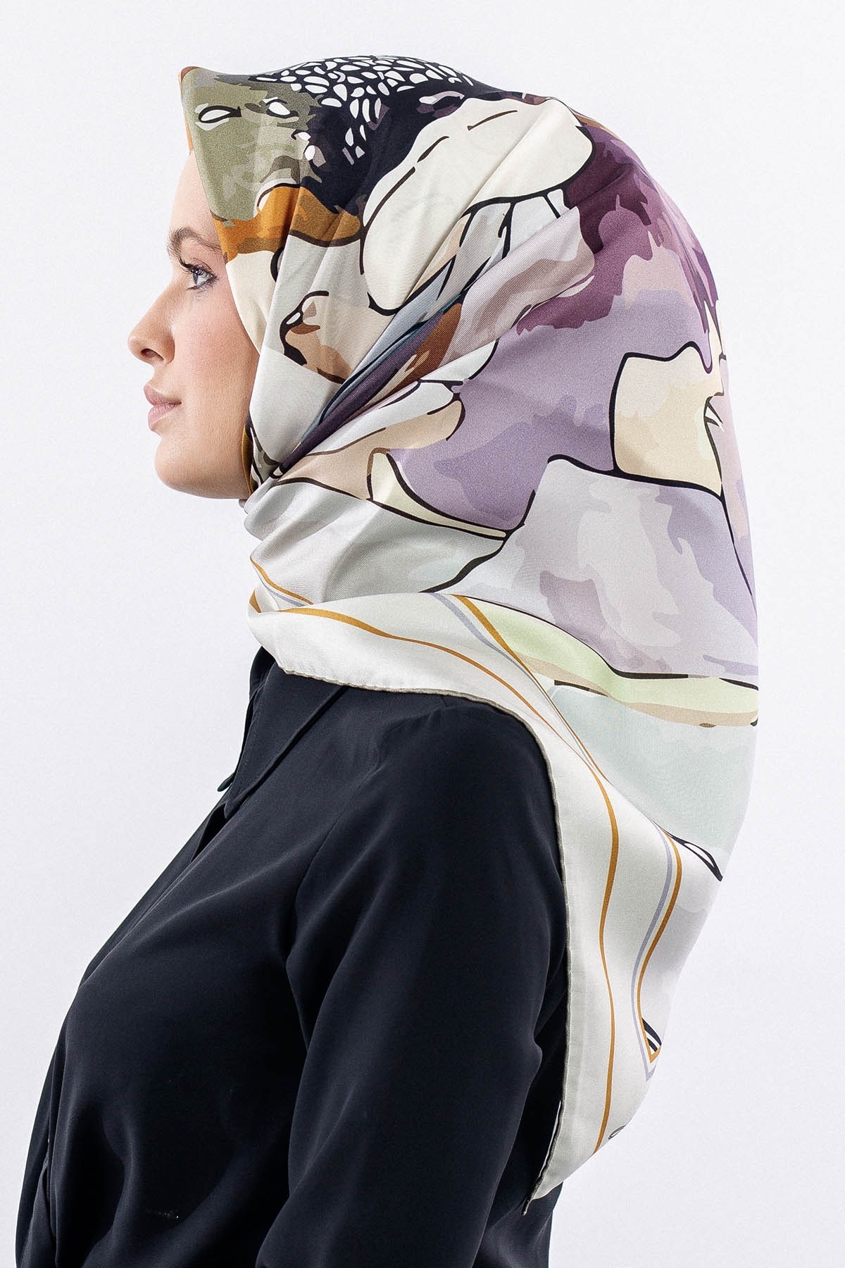 12513 İpek Eşarp Twill Dokuma - Krem