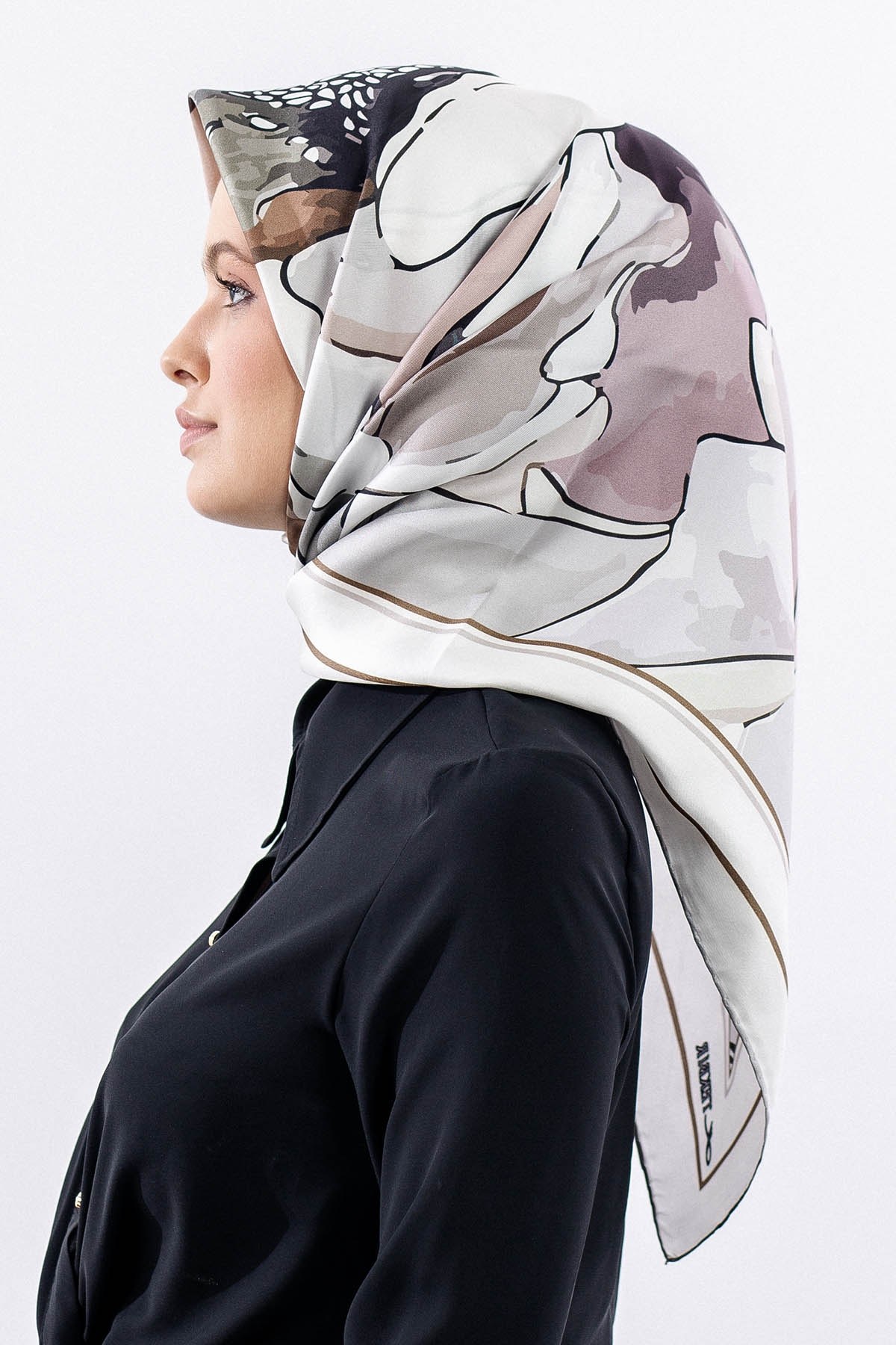 12513 İpek Eşarp Twill Dokuma - Vizon