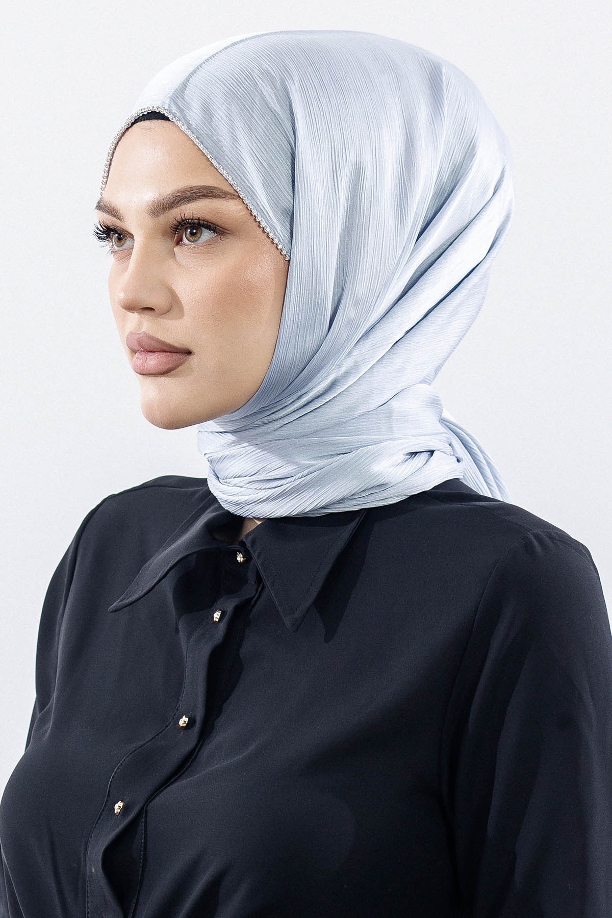 16862 FV Taşlı Brillant Şal - Gümüş