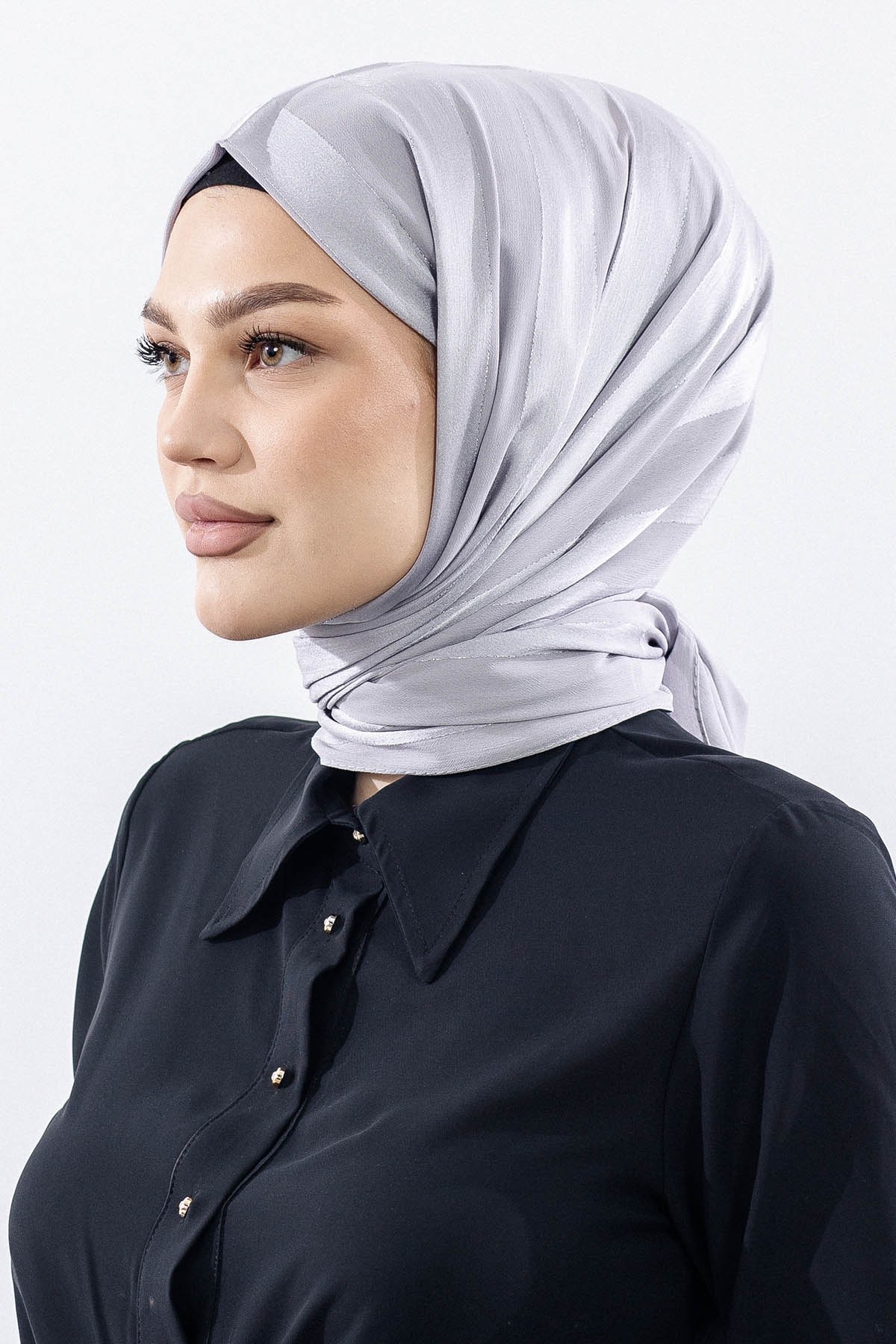 16862 FV Taşlı Brillant Şal - K Gri