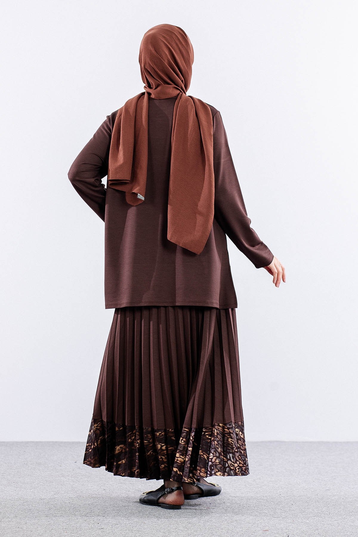 2006 Takım 44-50 Etek Ucu Leopar - Kahve