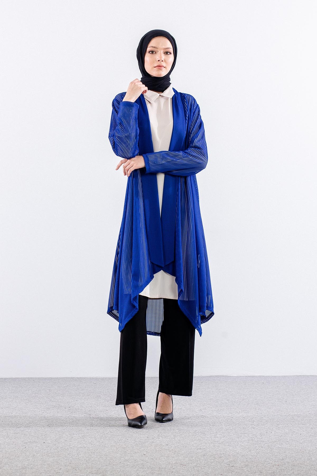 2244 Yelek M-2XL File Belde Lastik Detay (2444) - Saks