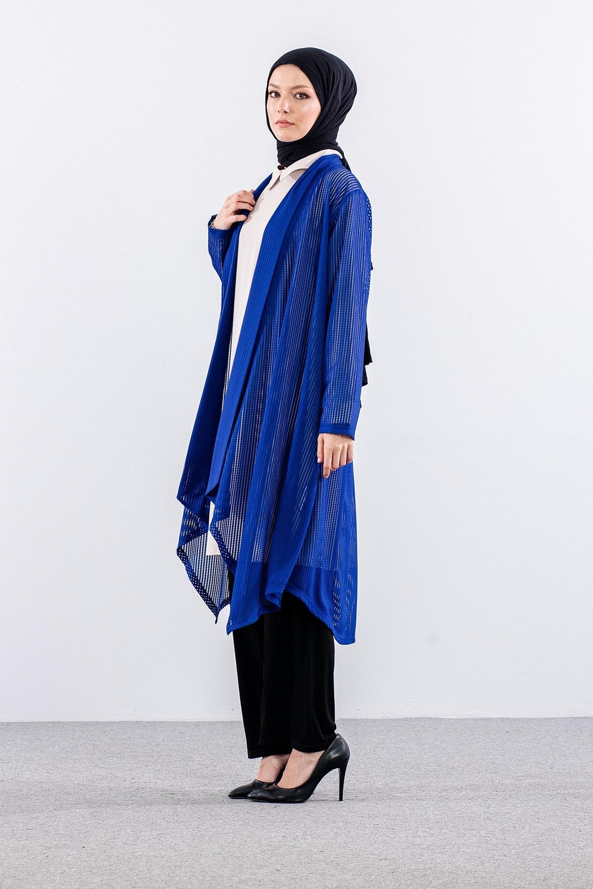 2244 Yelek M-2XL File Belde Lastik Detay (2444) - Saks