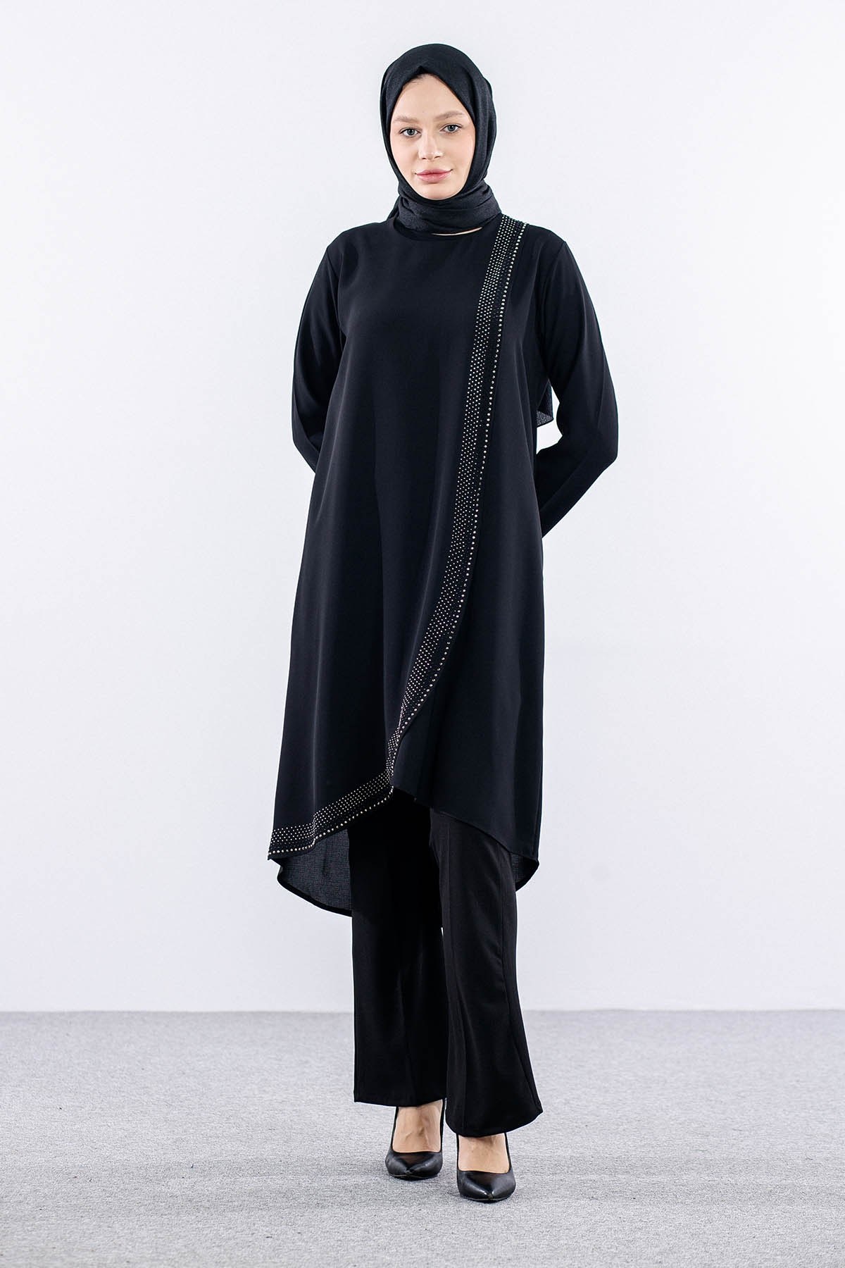 2410 Tunik 42-48 Kapak - Siyah