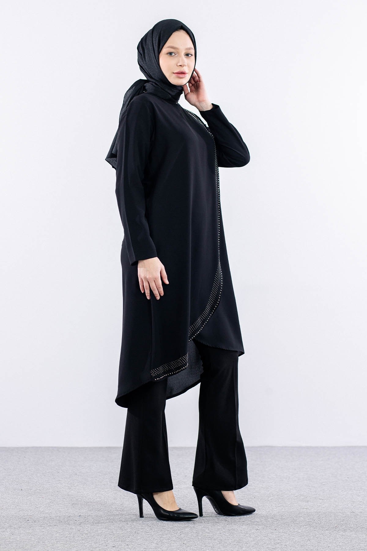 2410 Tunik 42-48 Kapak - Siyah