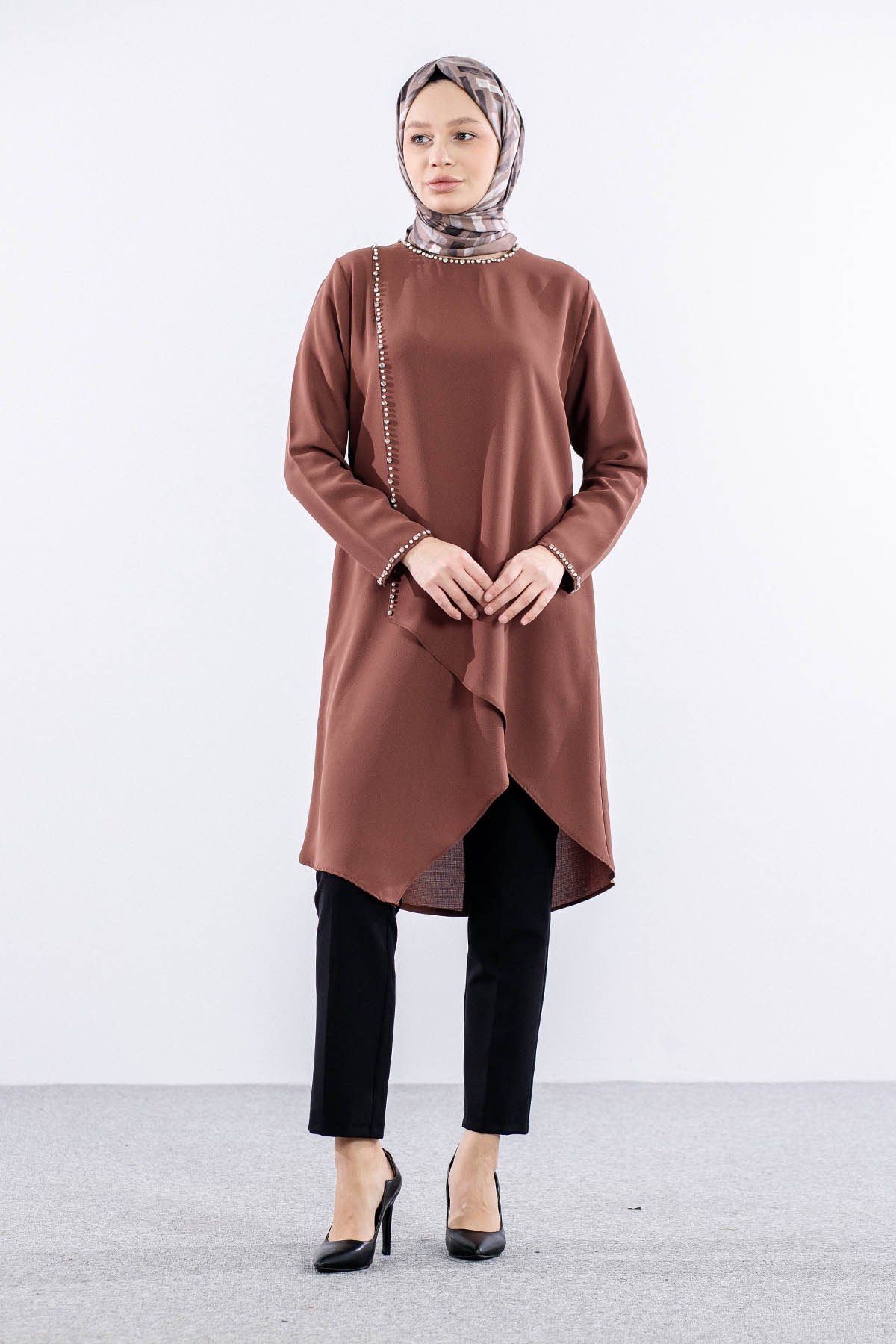 2417 Tunik 42-48 İnci - Kiremit