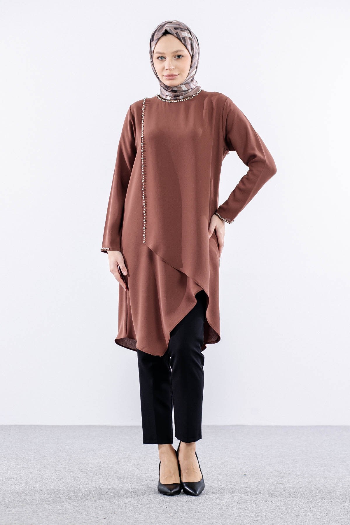 2417 Tunik 42-48 İnci - Kiremit