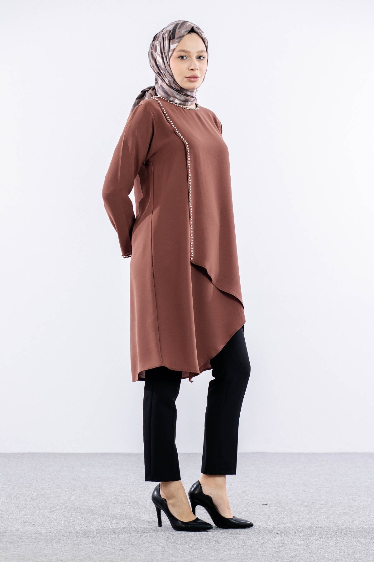 2417 Tunik 42-48 İnci - Kiremit