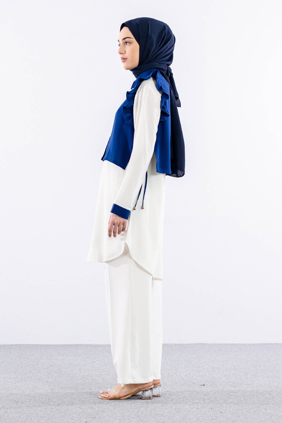2431 Tunik 42-48 Yelekli - Saks
