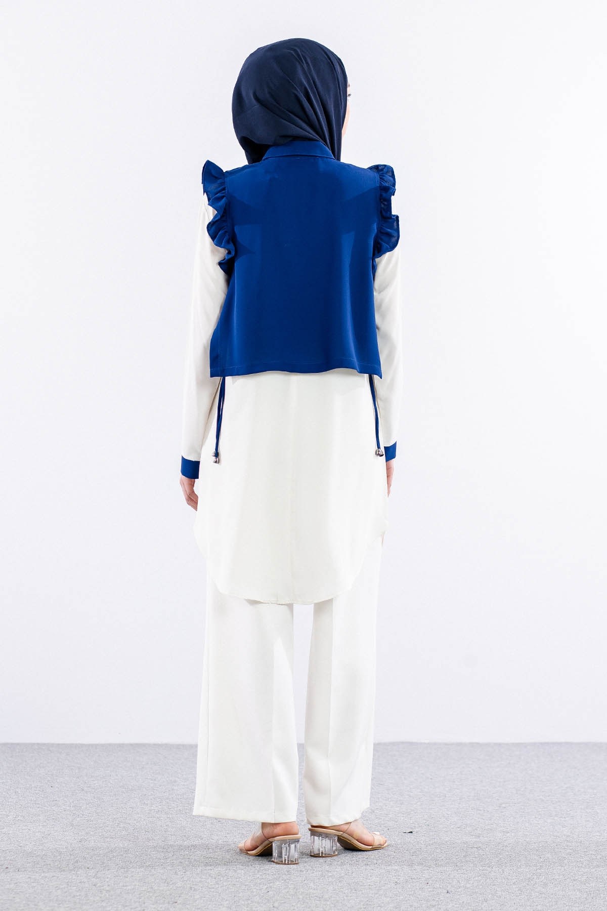 2431 Tunik 42-48 Yelekli - Saks