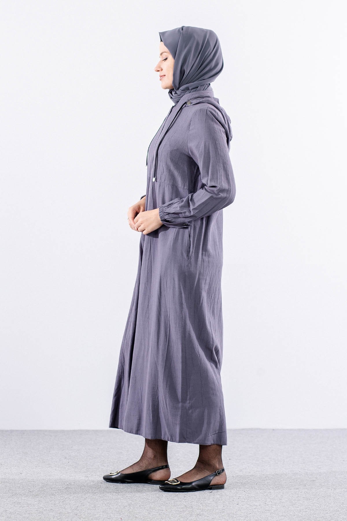 2503 A. Boy Kap 38-48 Kapüşonlu Spor Model - Gri