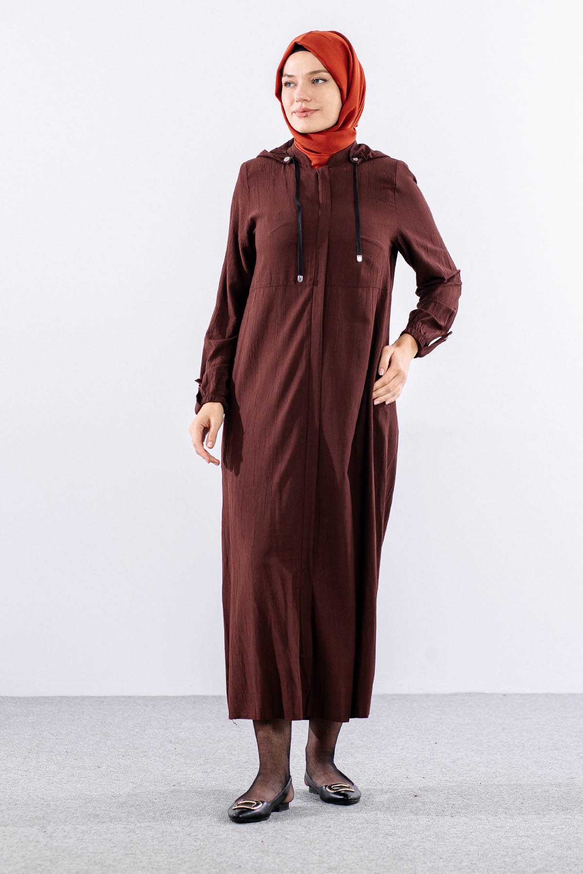 2503 A. Boy Kap 38-48 Kapüşonlu Spor Model - Kahve