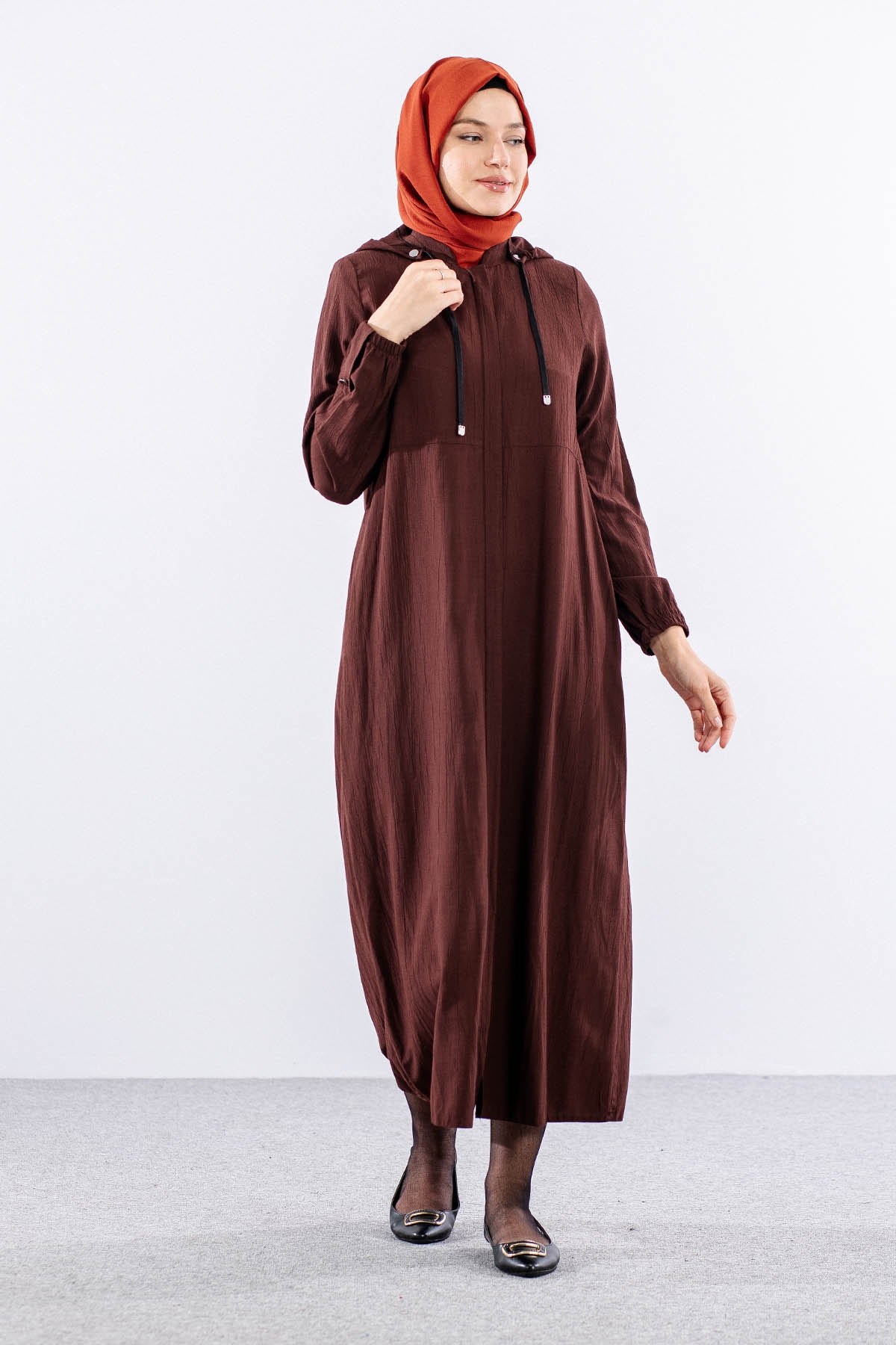 2503 A. Boy Kap 38-48 Kapüşonlu Spor Model - Kahve