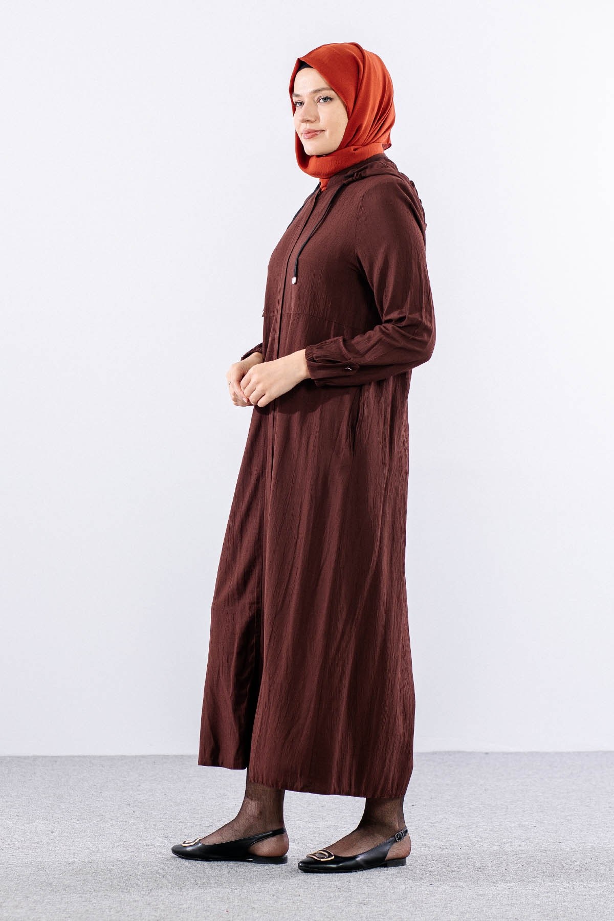 2503 A. Boy Kap 38-48 Kapüşonlu Spor Model - Kahve