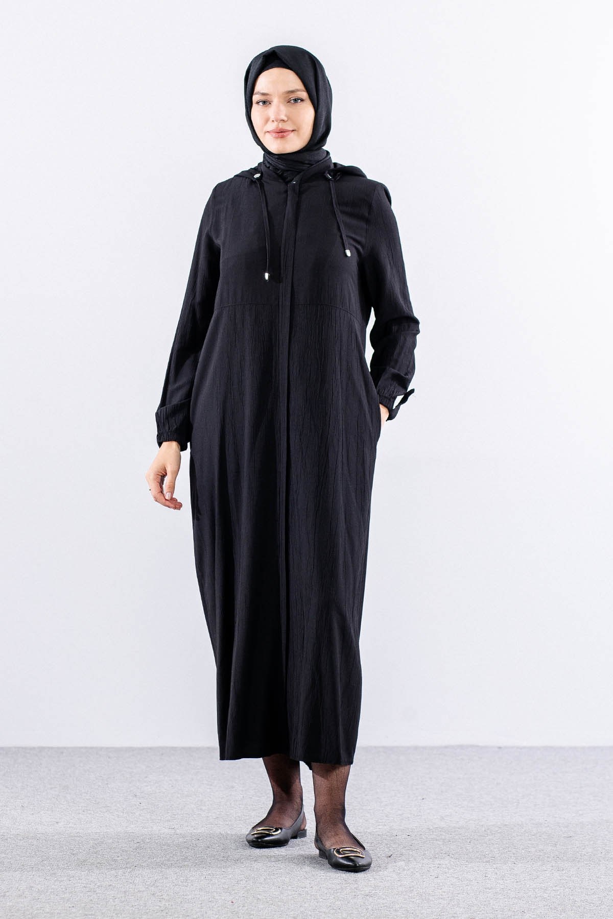 2503 A. Boy Kap 38-48 Kapüşonlu Spor Model - Siyah