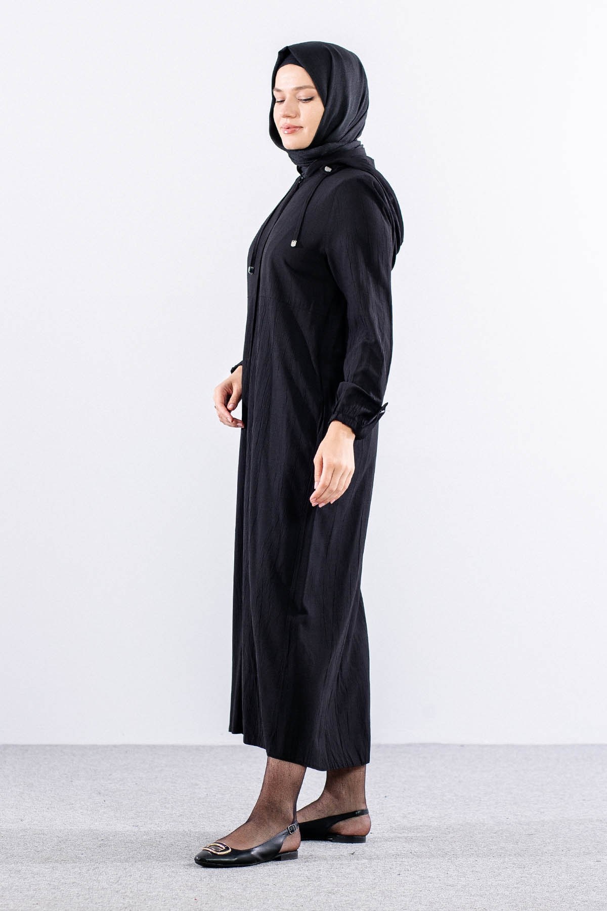 2503 A. Boy Kap 38-48 Kapüşonlu Spor Model - Siyah