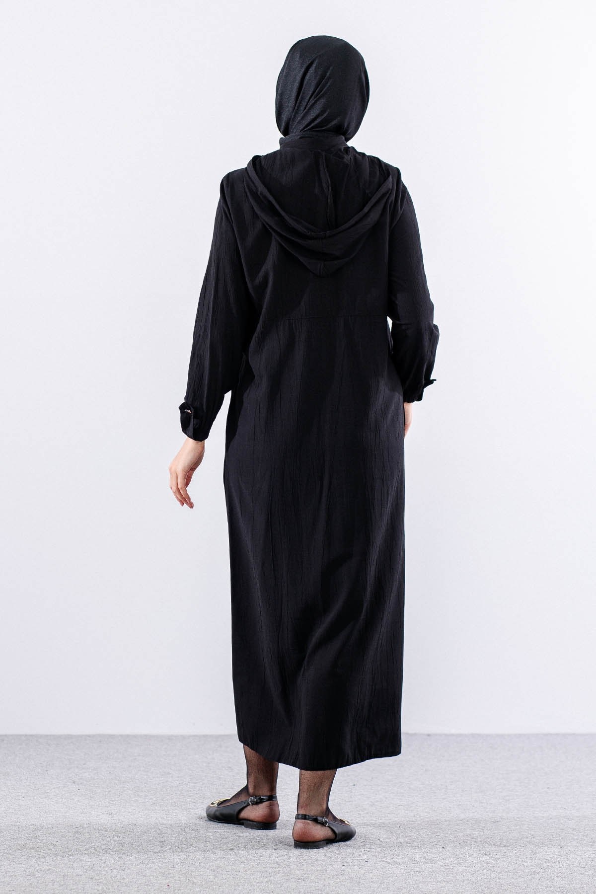 2503 A. Boy Kap 38-48 Kapüşonlu Spor Model - Siyah