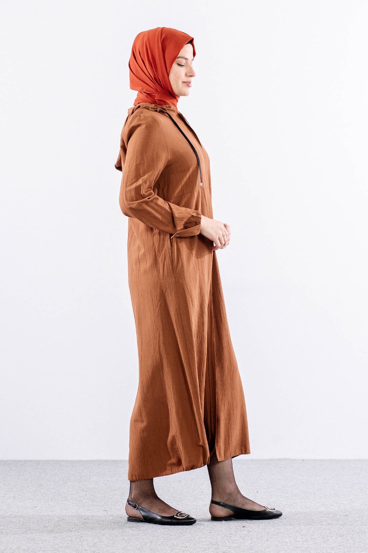 2503 A. Boy Kap 38-48 Kapüşonlu Spor Model - Taba