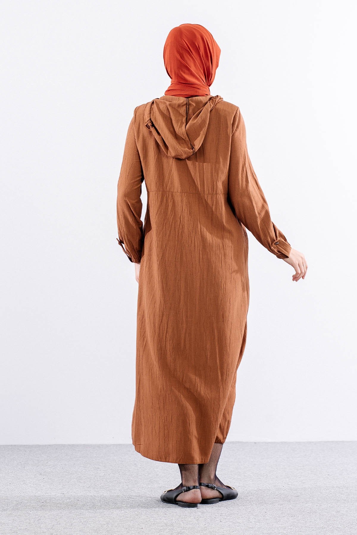 2503 A. Boy Kap 38-48 Kapüşonlu Spor Model - Taba