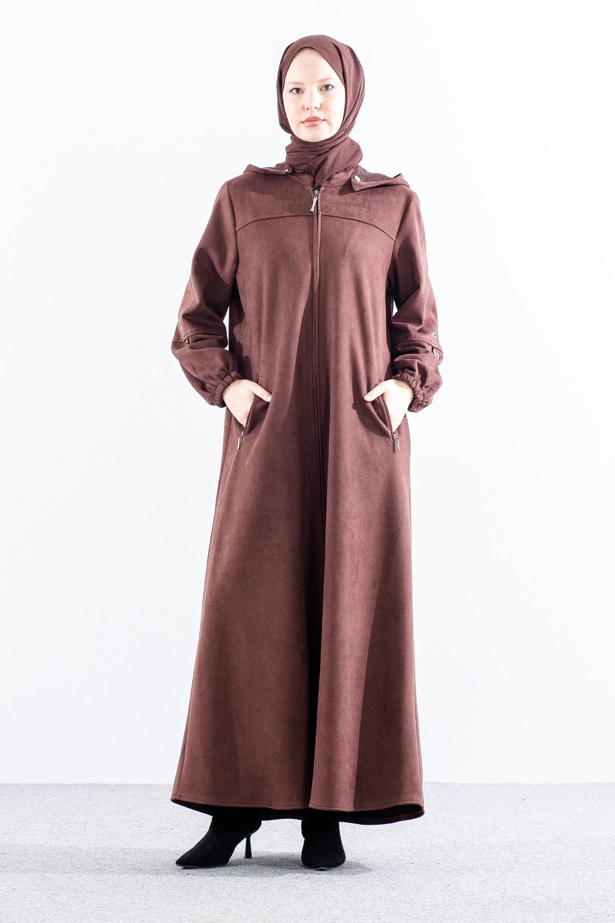 2543 Süet Pardösü 42-52 (690 Model) - Kahve