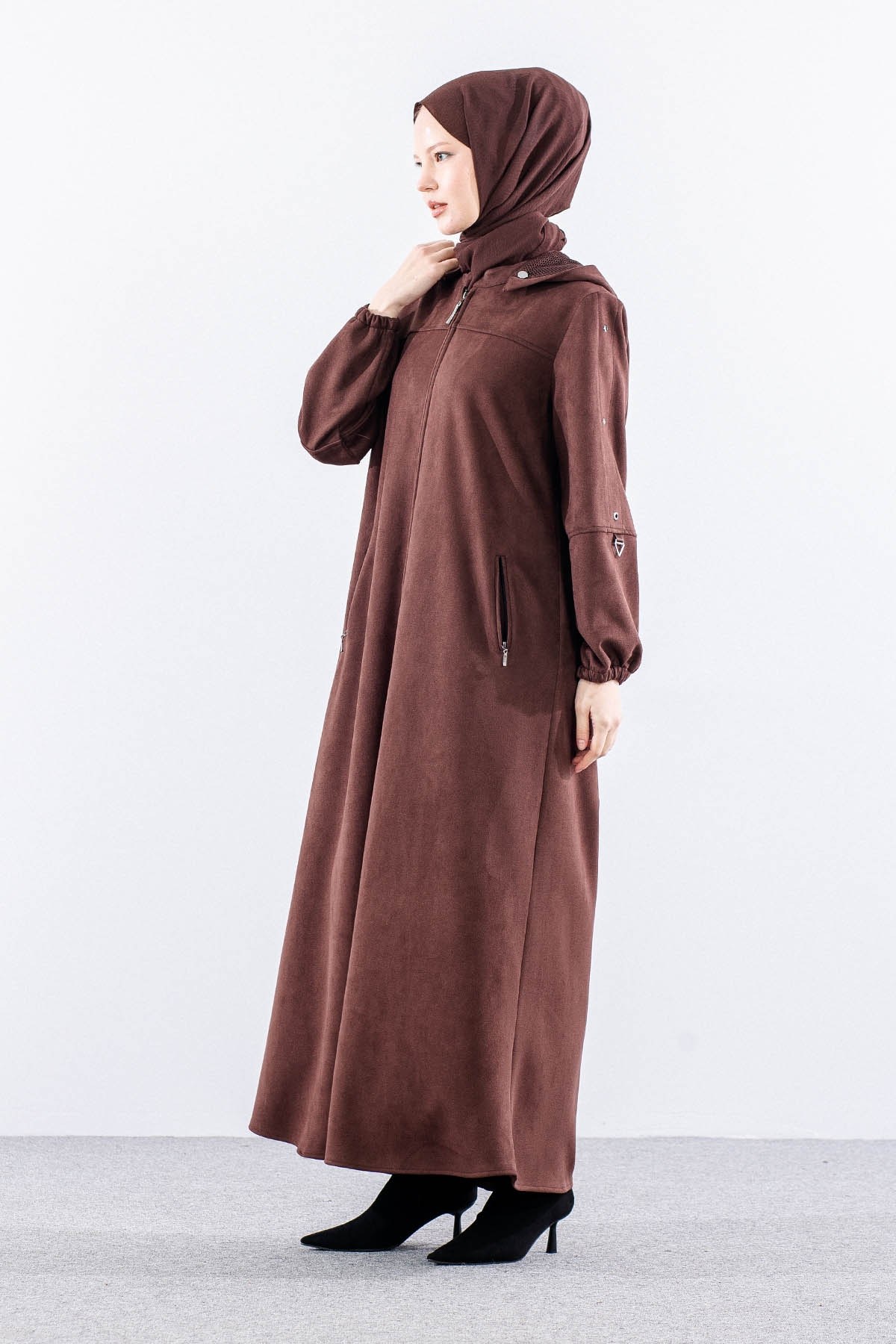 2543 Süet Pardösü 42-52 (690 Model) - Kahve
