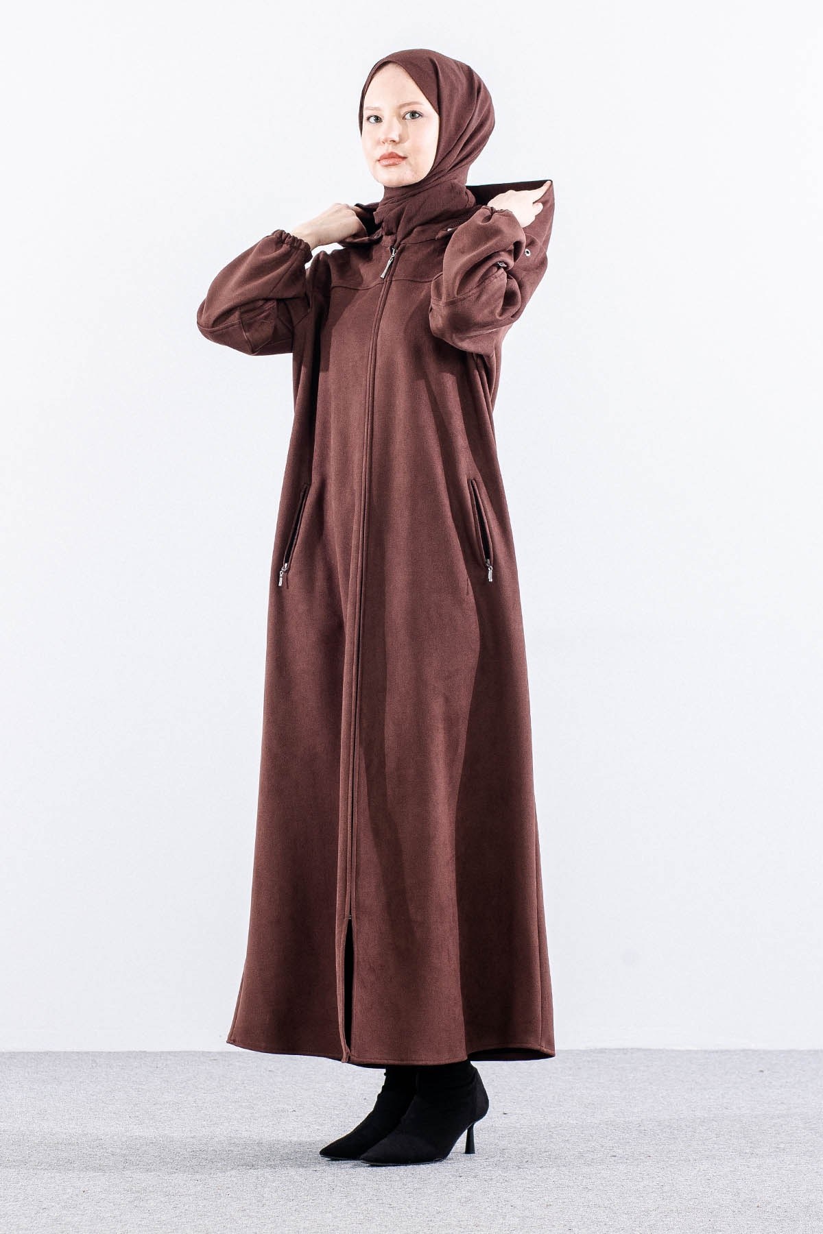 2543 Süet Pardösü 42-52 (690 Model) - Kahve