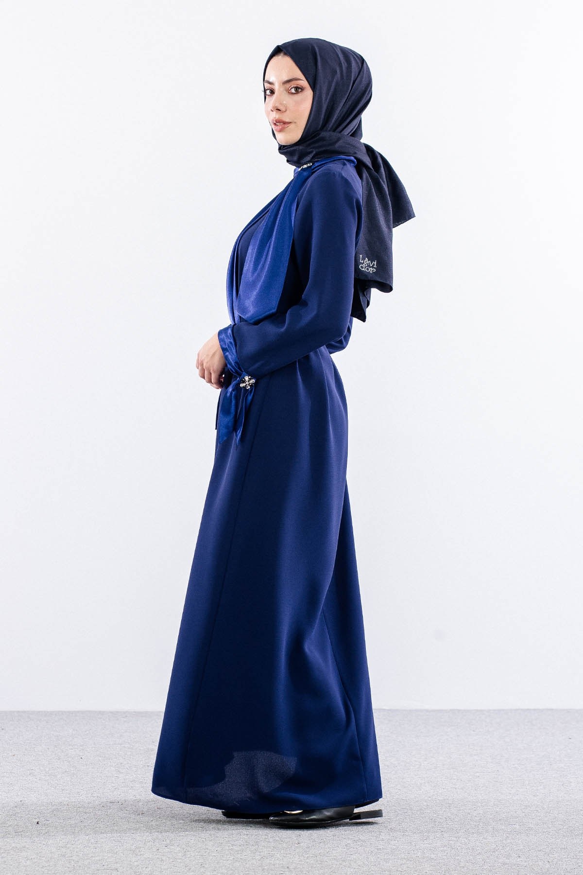 2555 Elbise 44-52 Fular Detay - Saks