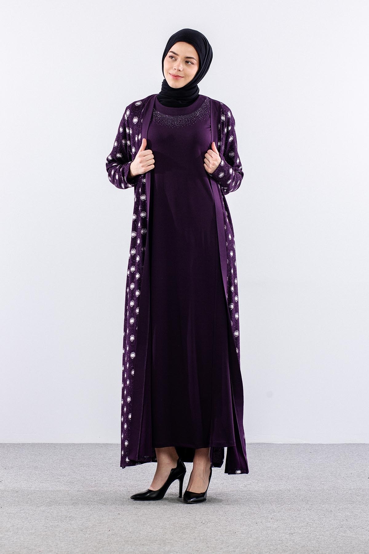 2559 2’li Bayan Elbise L-XL-XXL-3XL - Mürdüm