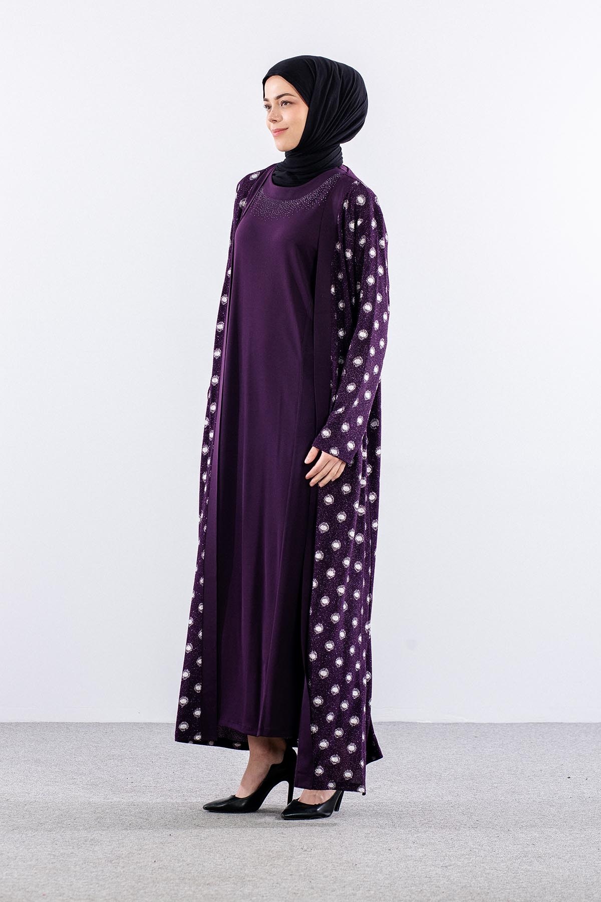 2559 2’li Bayan Elbise L-XL-XXL-3XL - Mürdüm