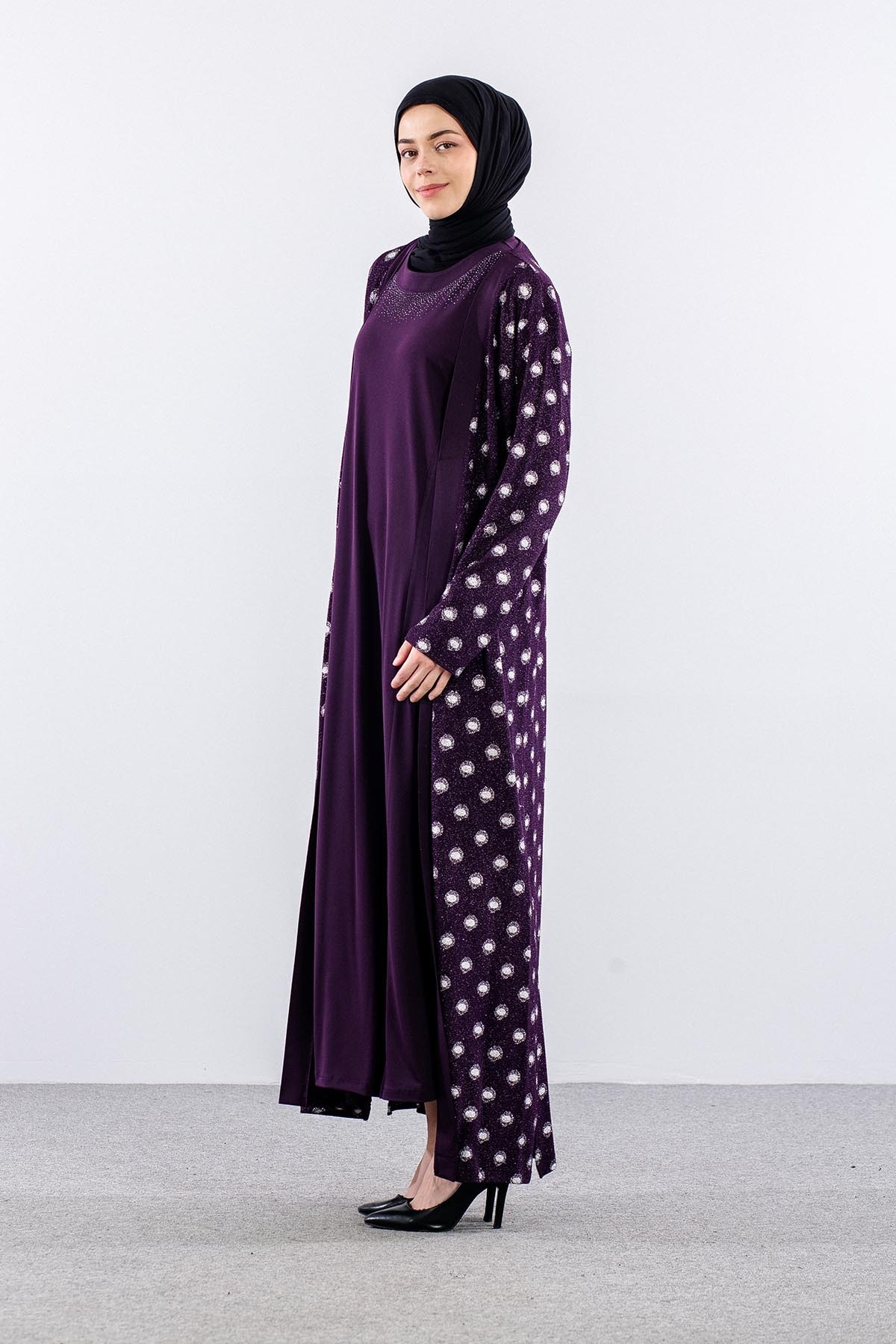 2559 2’li Bayan Elbise L-XL-XXL-3XL - Mürdüm