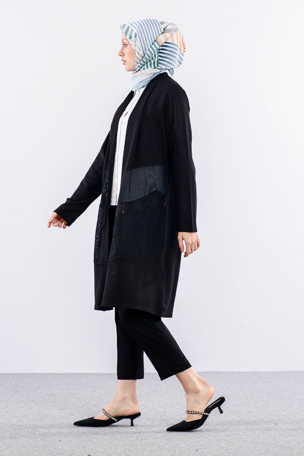 2599 Orta Boy Hırka M-XXL - Siyah