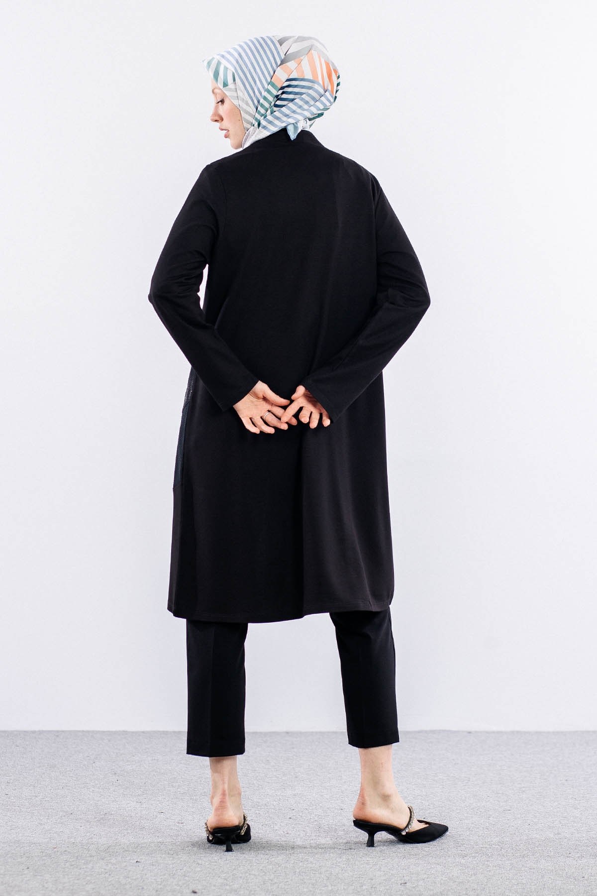 2599 Orta Boy Hırka M-XXL - Siyah