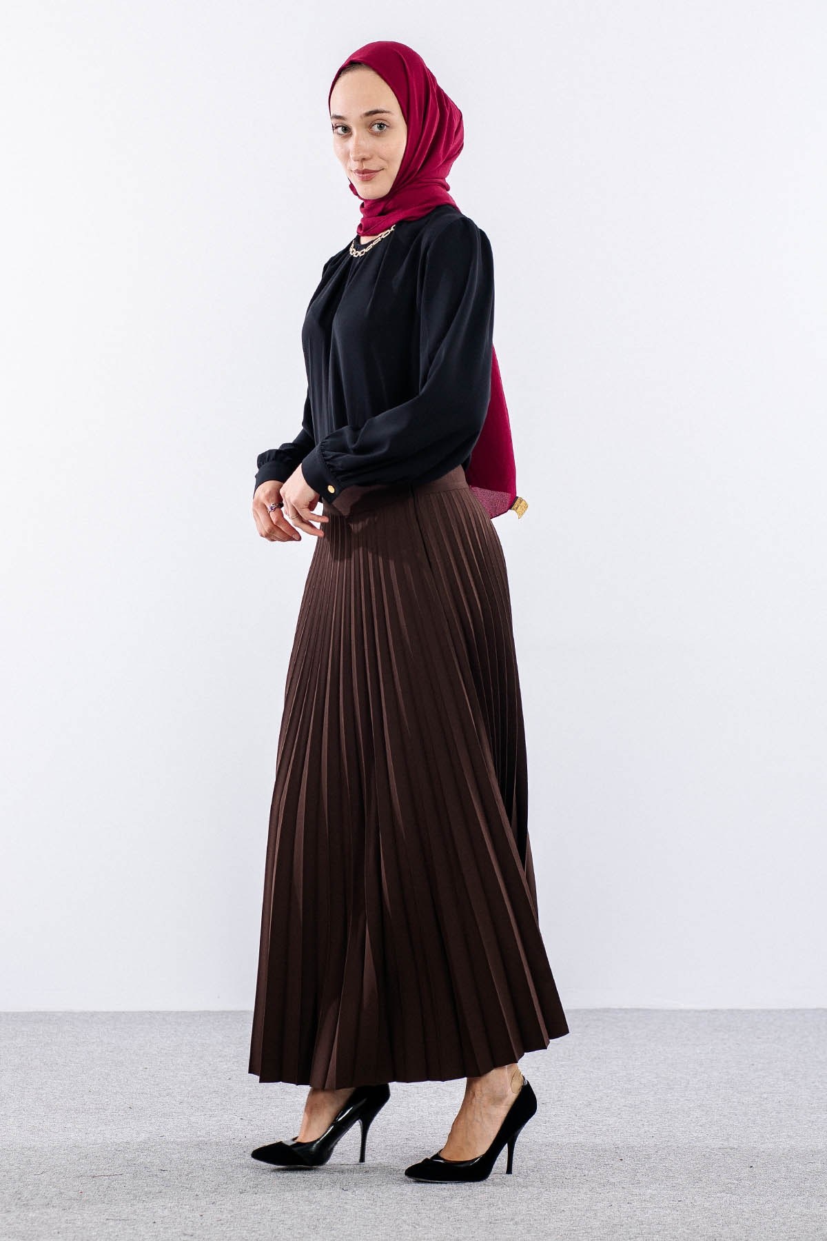 3322 Etek 38-48 Pilise Detay - Kahve