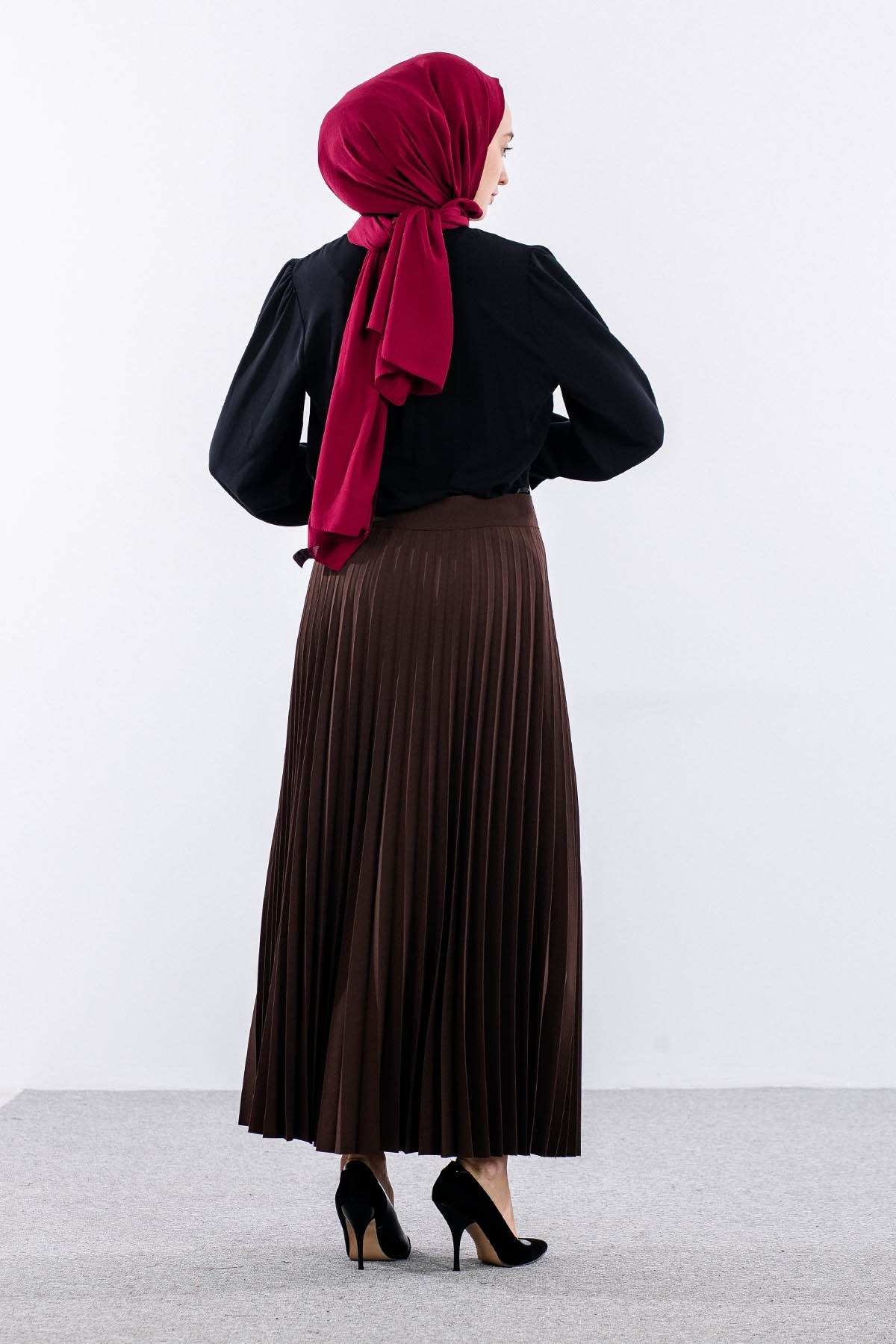 3322 Etek 38-48 Pilise Detay - Kahve