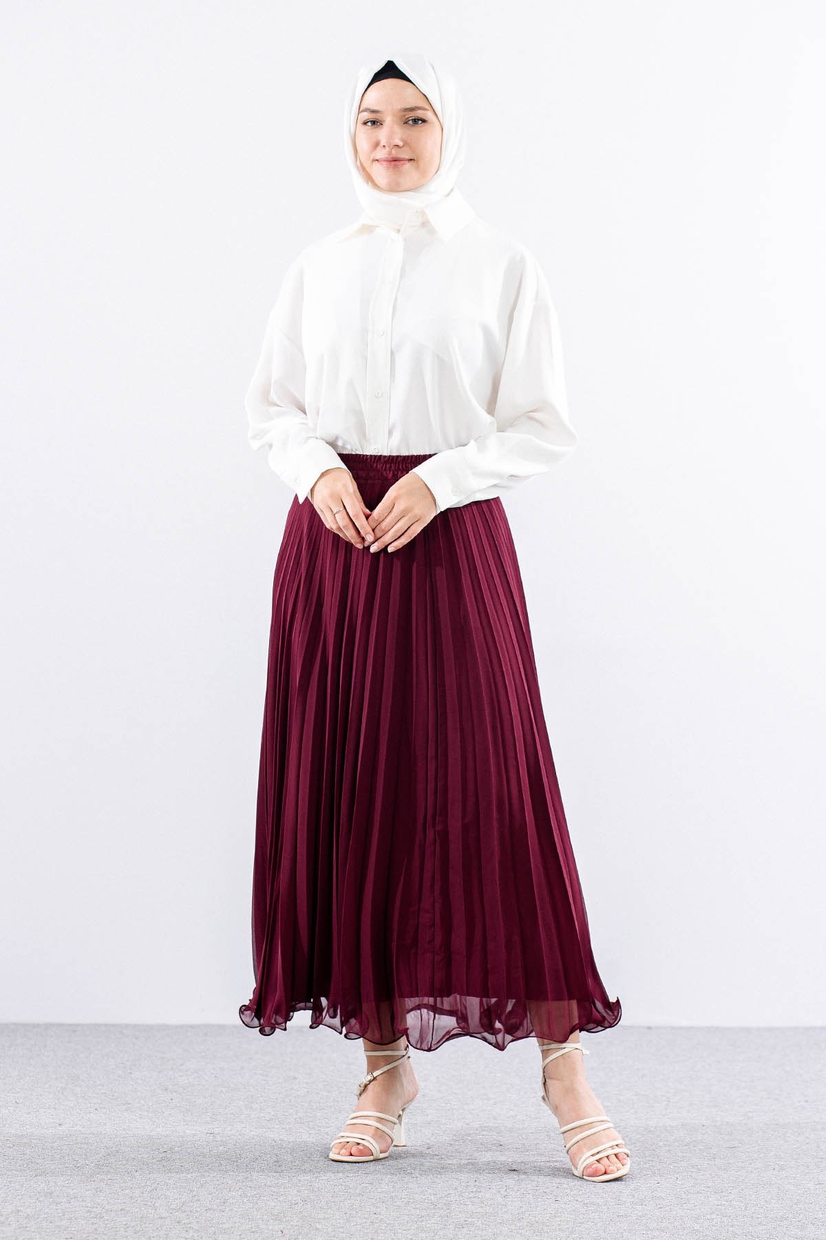 35059 Etek S-M-L Etek Ucu Volan Pilise - Bordo