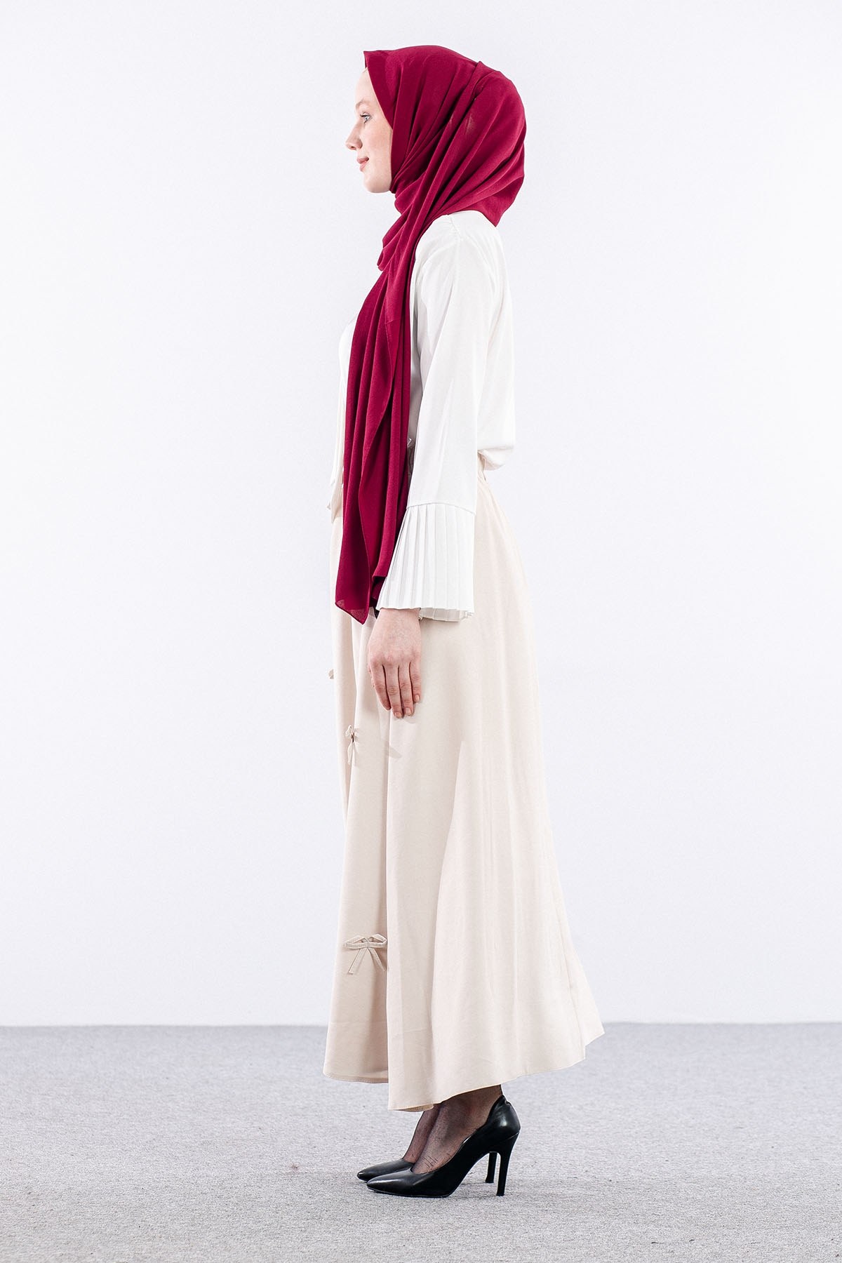 3633 Etek 38-48 Tencel Kumaş - Taş