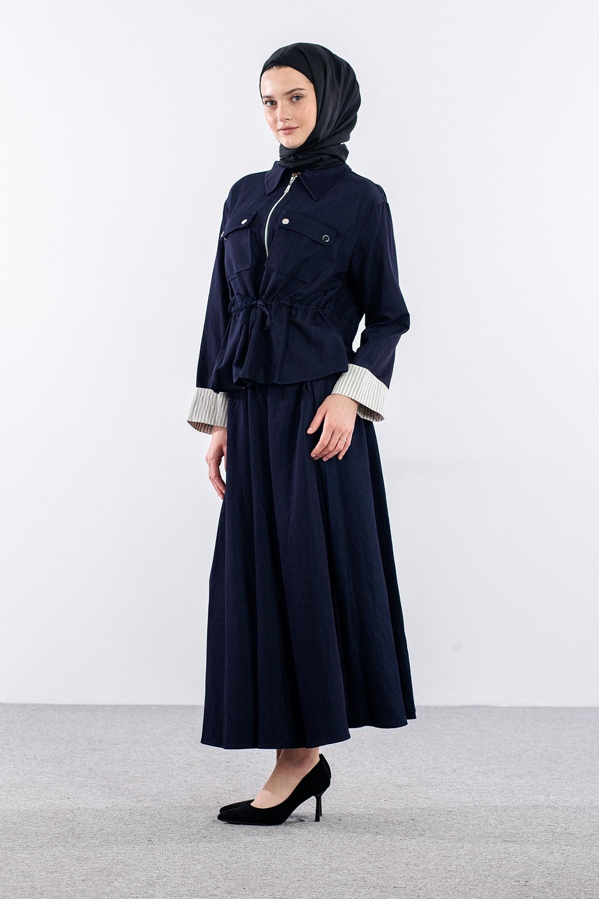 36822 E. Takım S-M-L Denim Görünüm - Lacivert