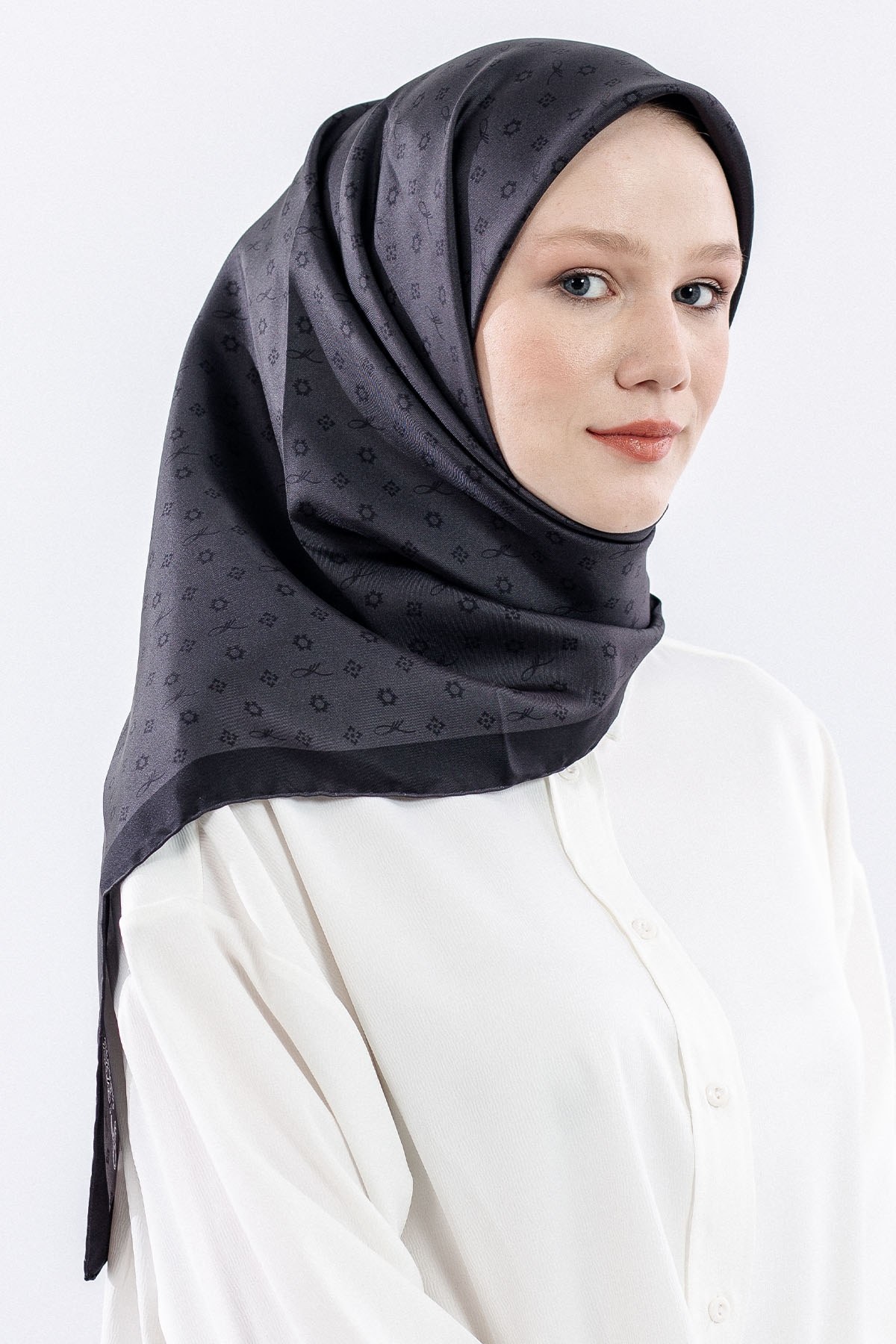 4639 Twill İpek Eşarp - Antrasit