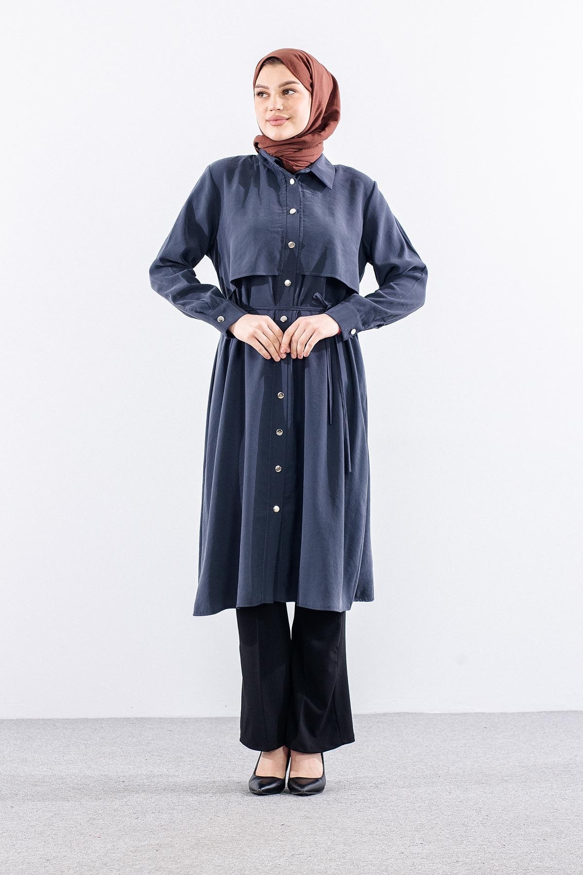 5040 Tunik 44-52 Aller Detay - Gri