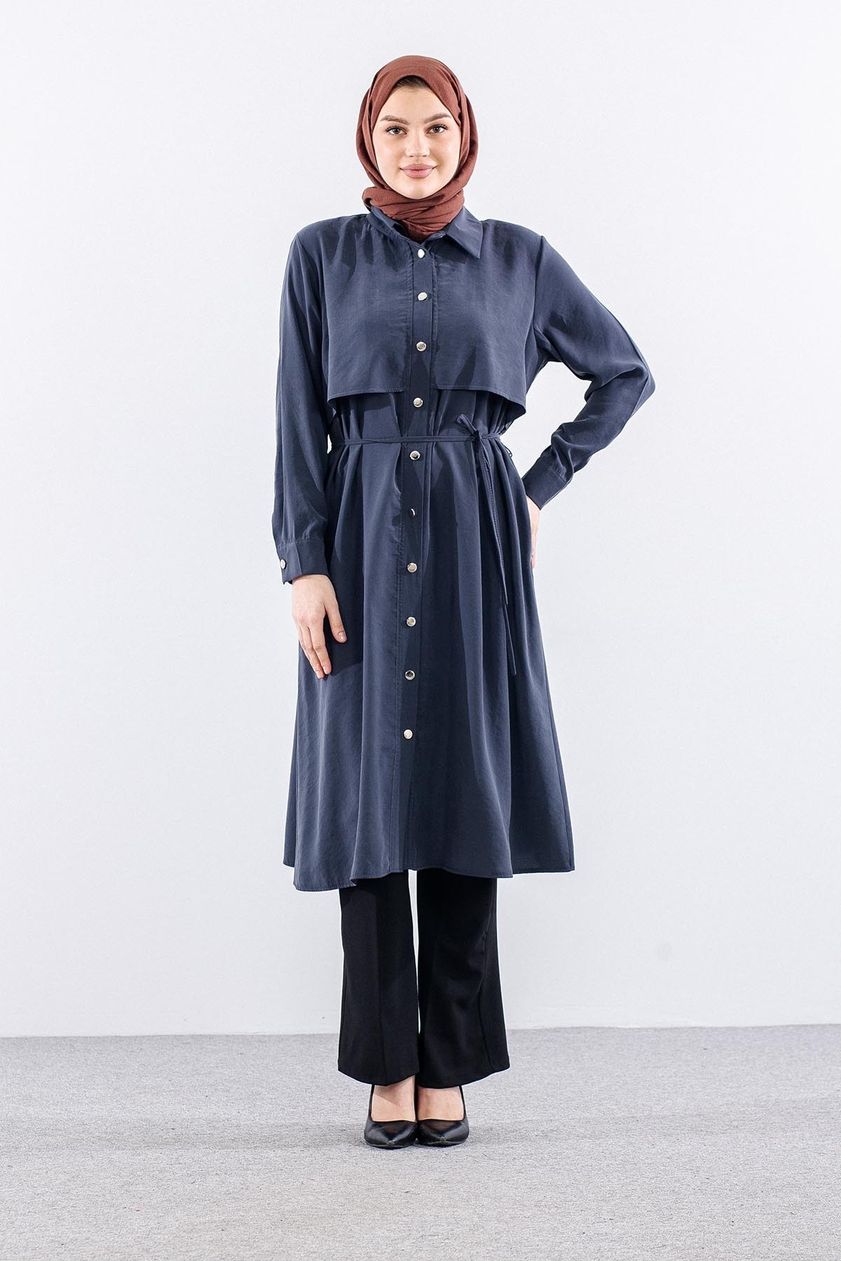 5040 Tunik 44-52 Aller Detay - Gri