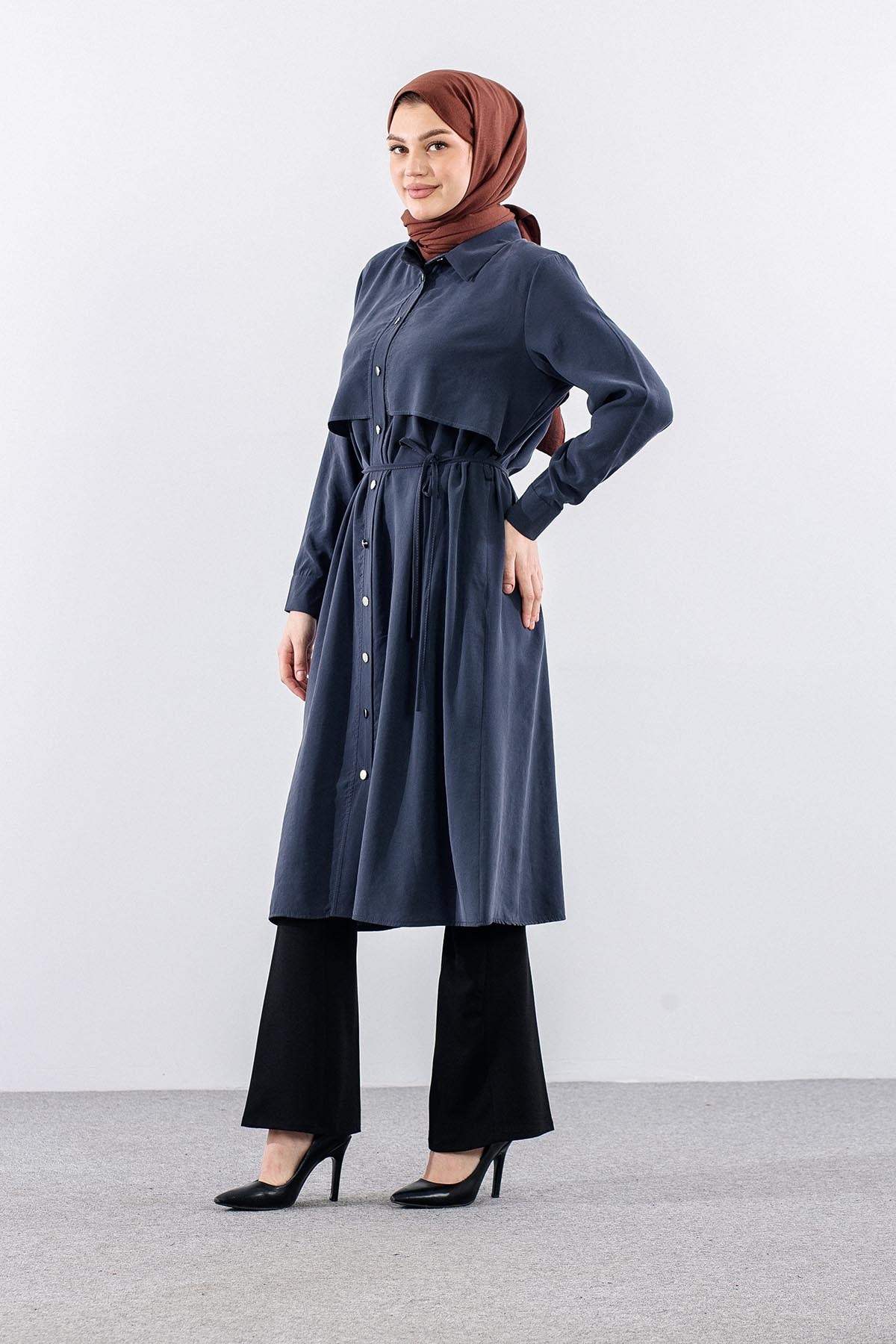 5040 Tunik 44-52 Aller Detay - Gri