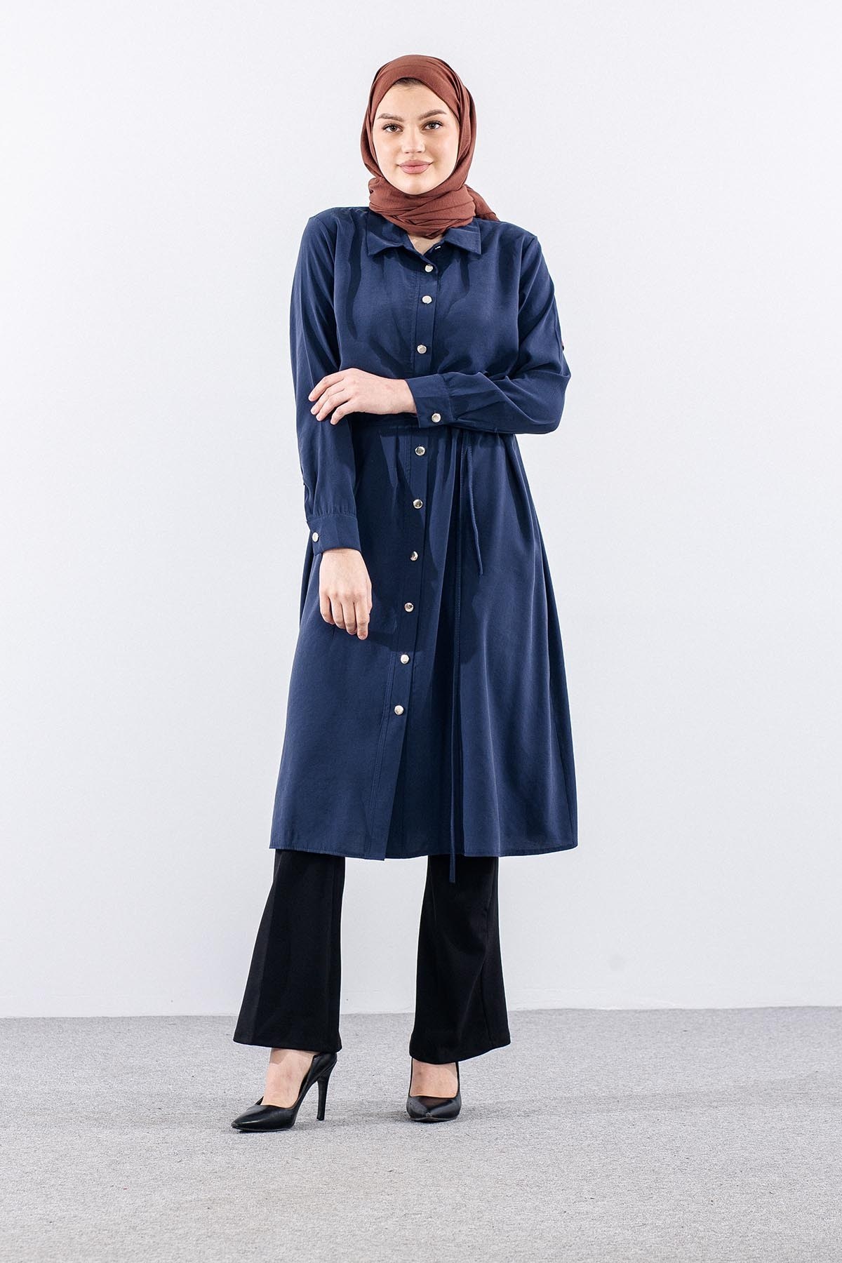 5040 Tunik 44-52 Aller Detay - Lacivert