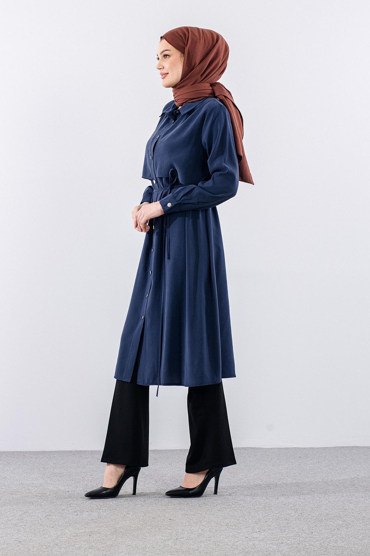 5040 Tunik 44-52 Aller Detay - Lacivert