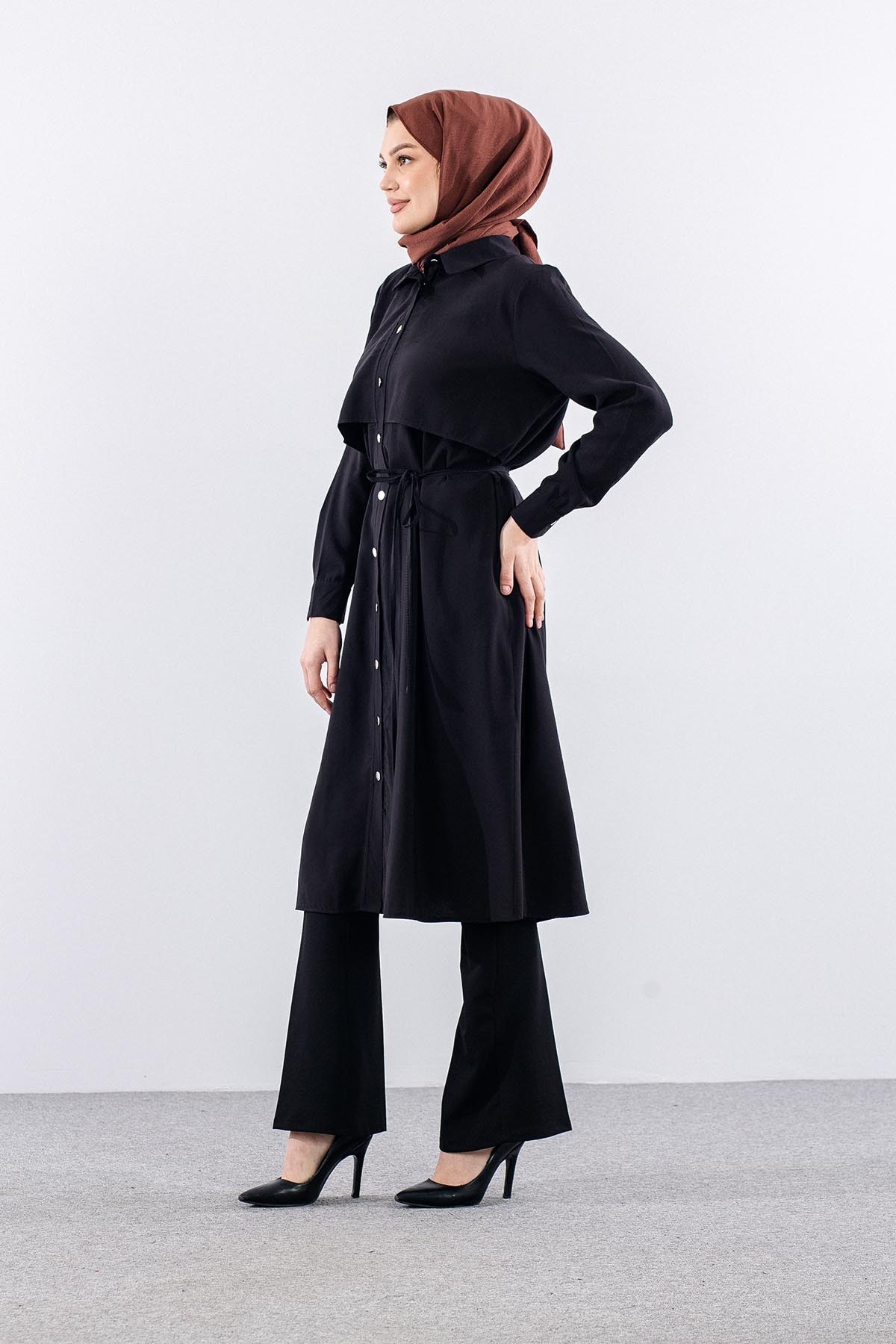 5040 Tunik 44-52 Aller Detay - Siyah