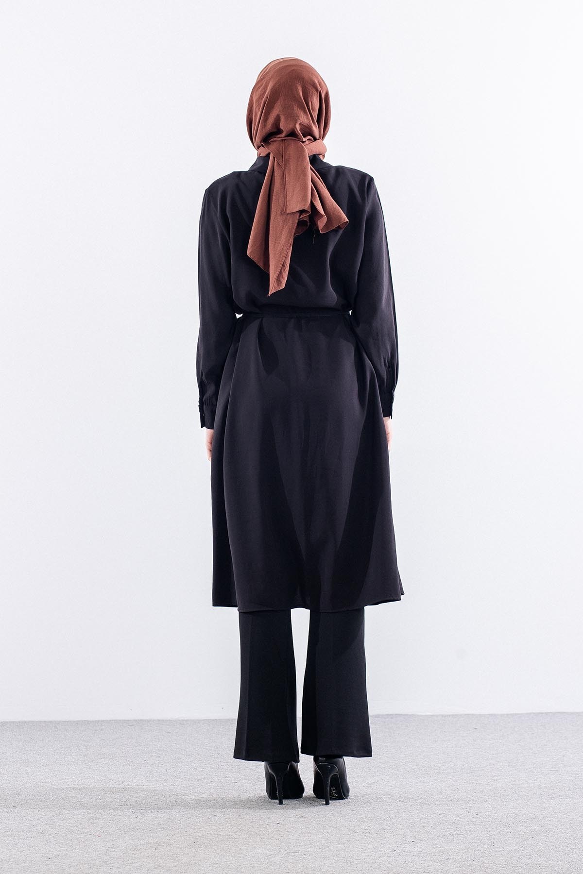 5040 Tunik 44-52 Aller Detay - Siyah