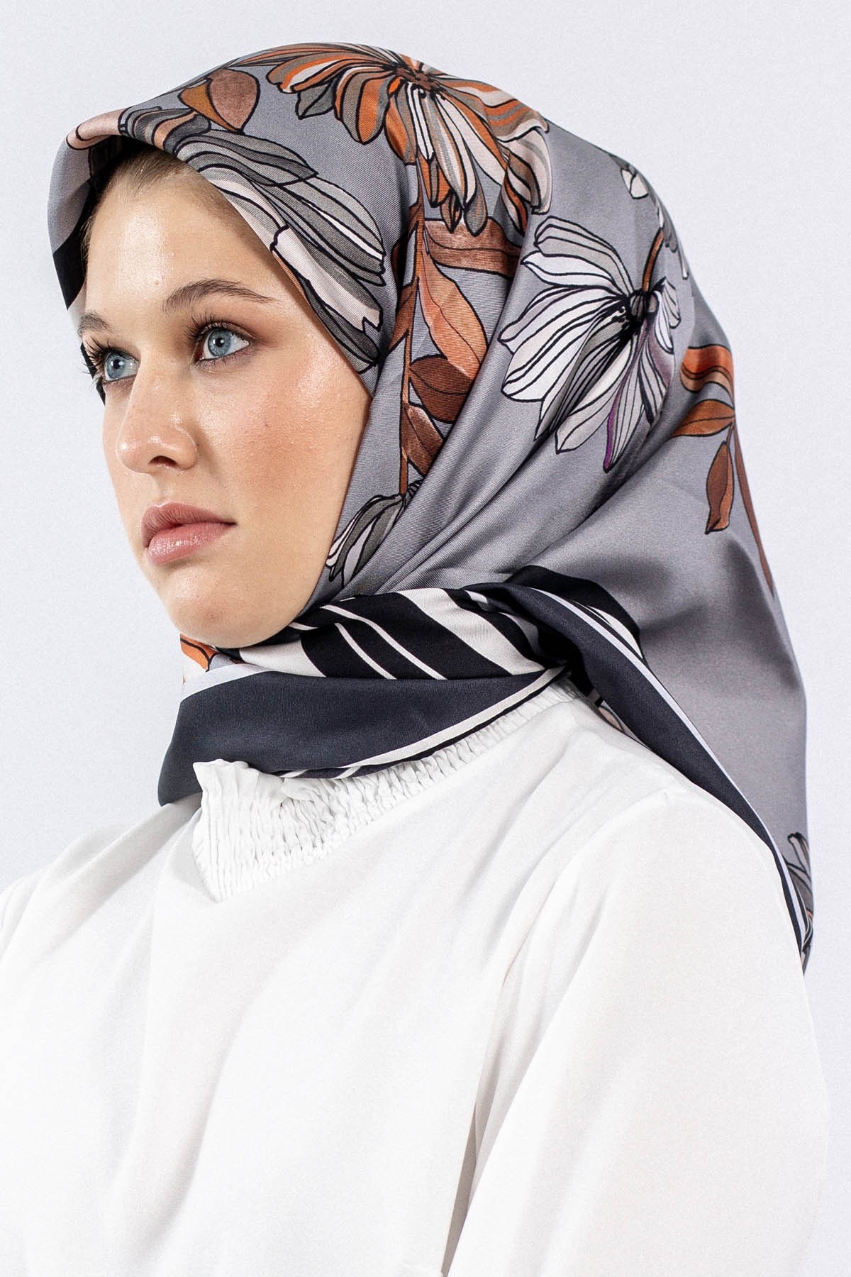 7545 Twill İpek Eşarp - Antrasit