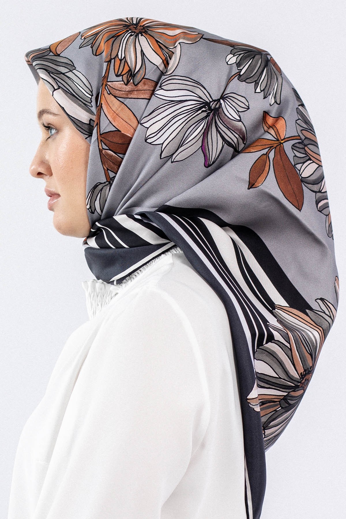 7545 Twill İpek Eşarp - Antrasit