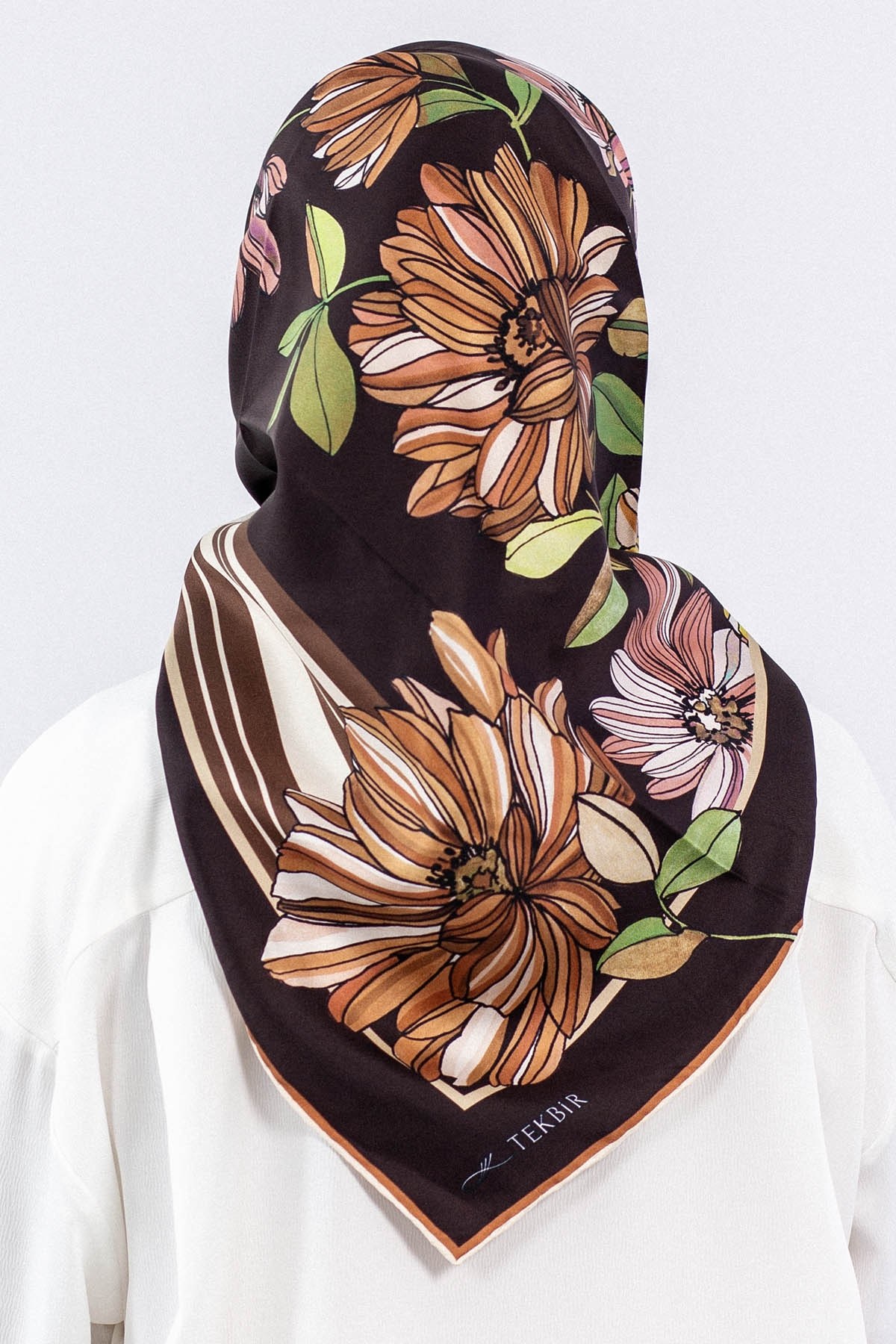 7545 Twill İpek Eşarp - Kahve